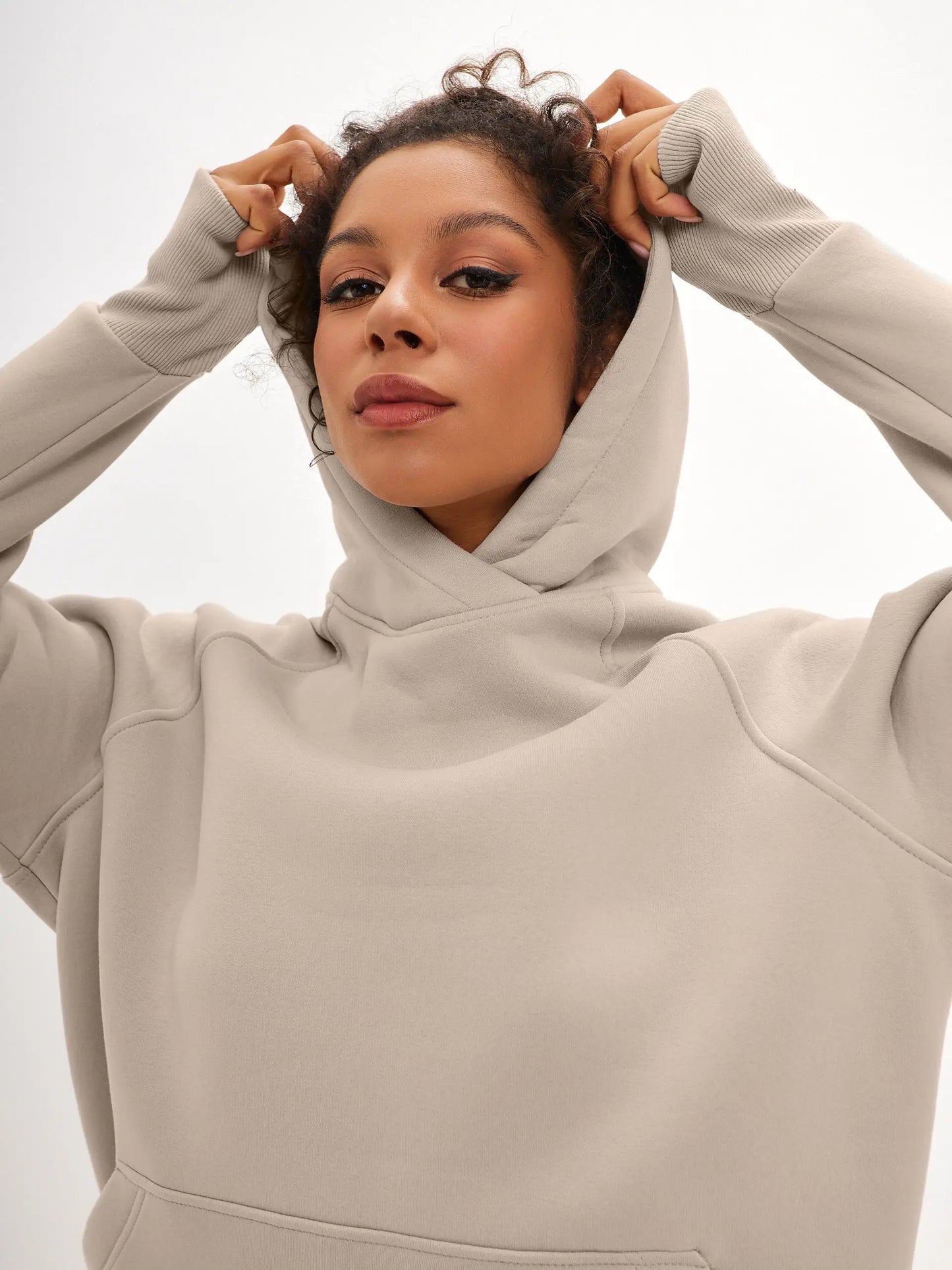 Beige hoodie warmed women’s embroidery catheater - Funny Cat Hoodie & sweatshirt | For Cat Lovers | CAT by maniita