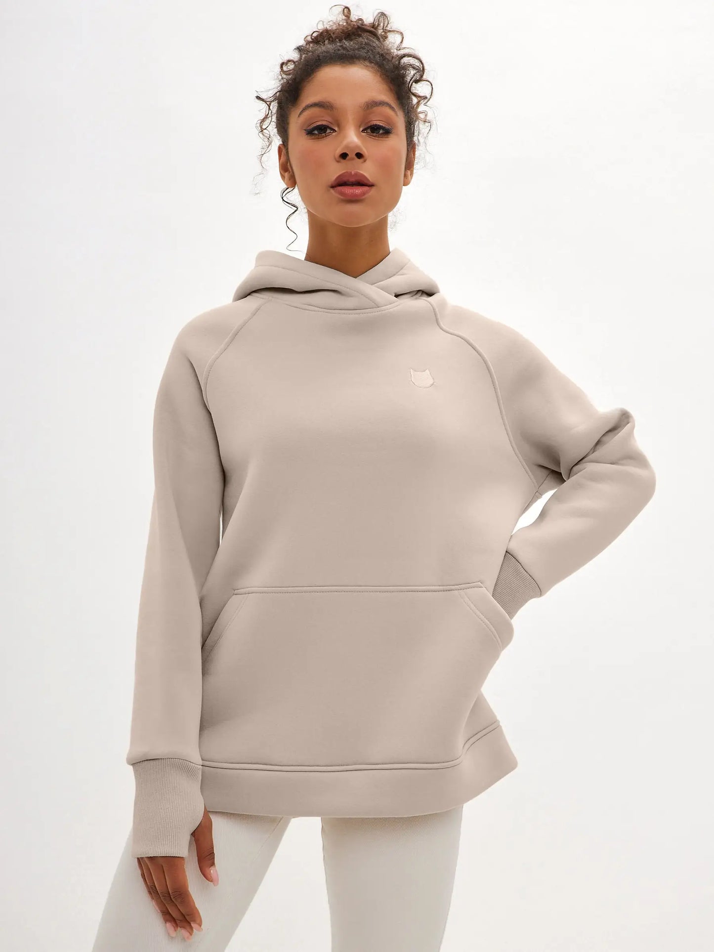Beige hoodie warmed women’s embroidery catheater - Funny Cat Hoodie & sweatshirt | For Cat Lovers | CAT by maniita