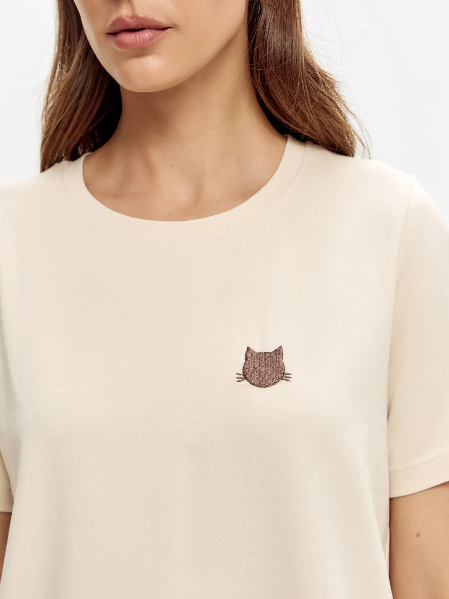 Beige t-shirt logo cat - Funny Cat T-shirt | For Cat Lovers | CAT by maniita lacitta