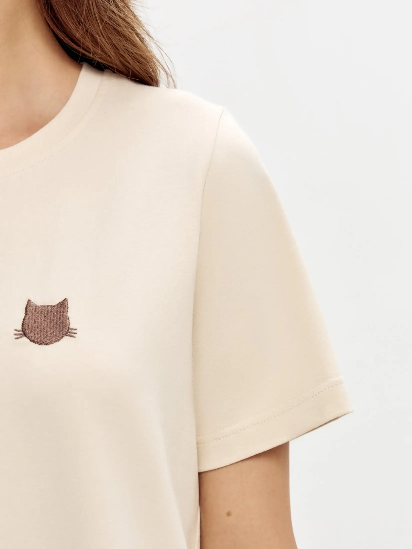 Beige t-shirt logo cat - Funny Cat T-shirt | For Cat Lovers | CAT by maniita lacitta