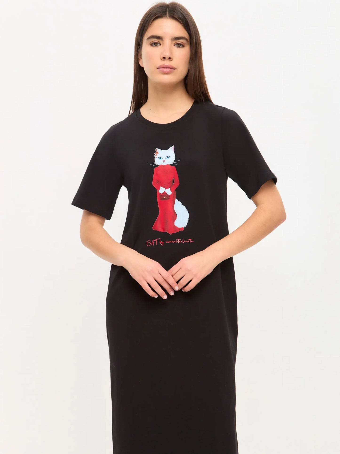 Black Dress CAT IN RED - Funny Cat Dress | For Cat Lovers | CAT by maniita lacitta