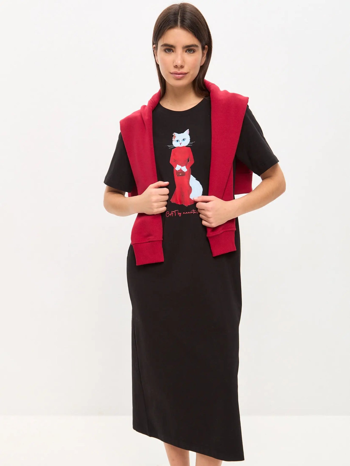 Black Dress CAT IN RED - Funny Cat Dress | For Cat Lovers | CAT by maniita lacitta