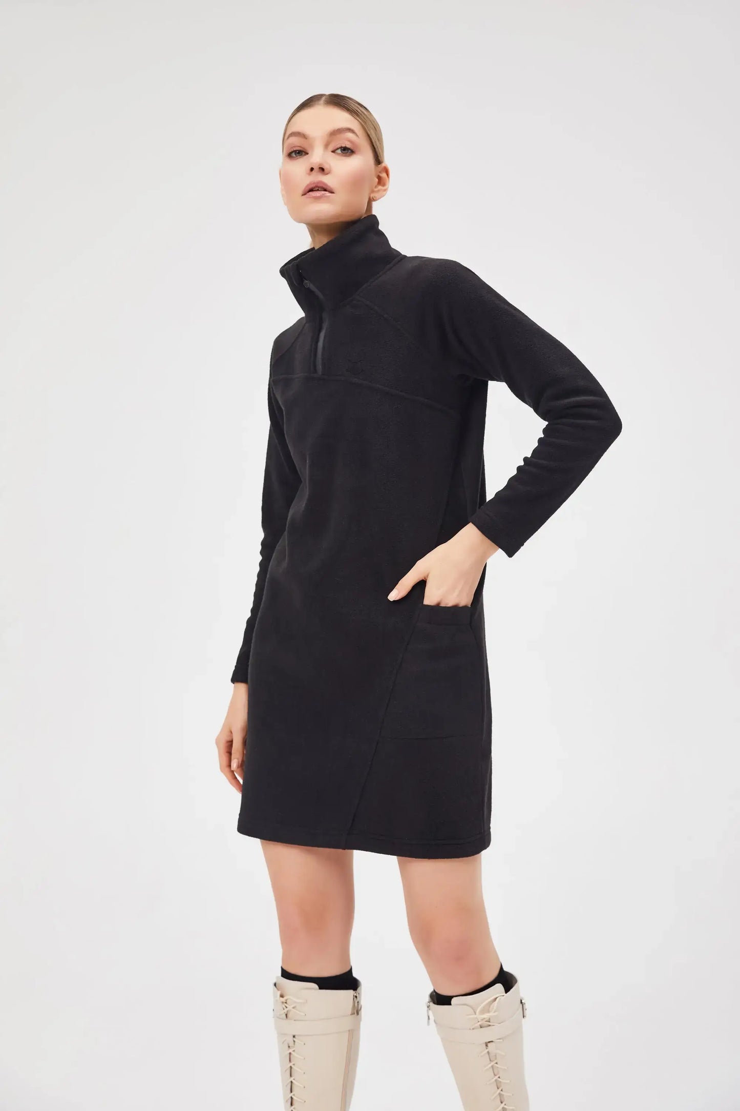 Black fleece dress - Funny Cat Fleece (recycled) | For Cat Lovers | CAT by maniita lacitta