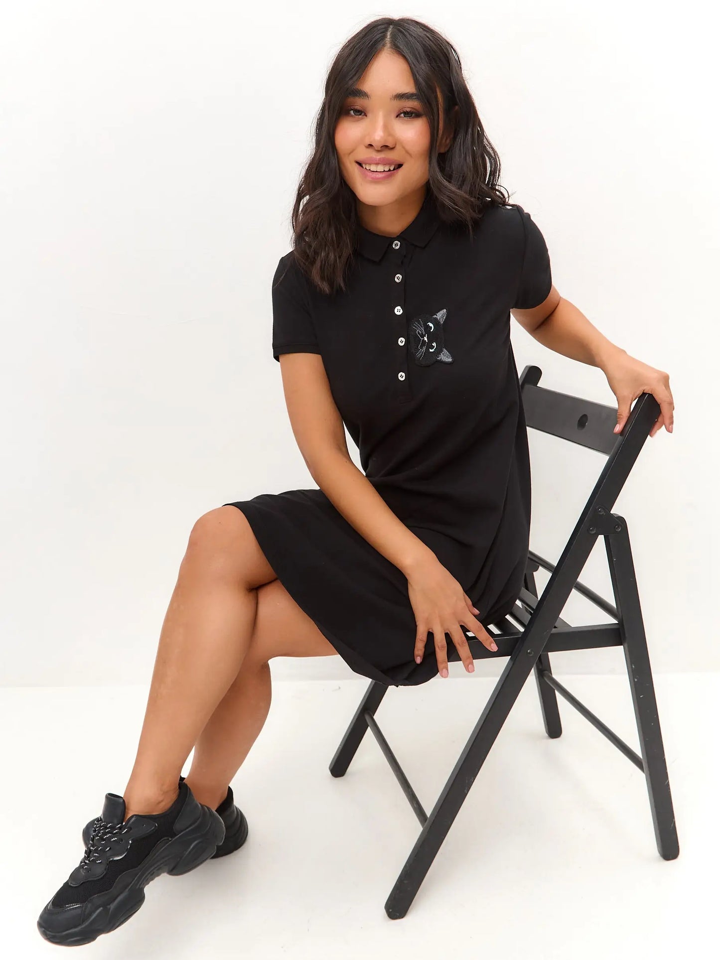 Black polo dress cat - Funny Cat Polo t-shirt & dress | For Cat Lovers | CAT by maniita