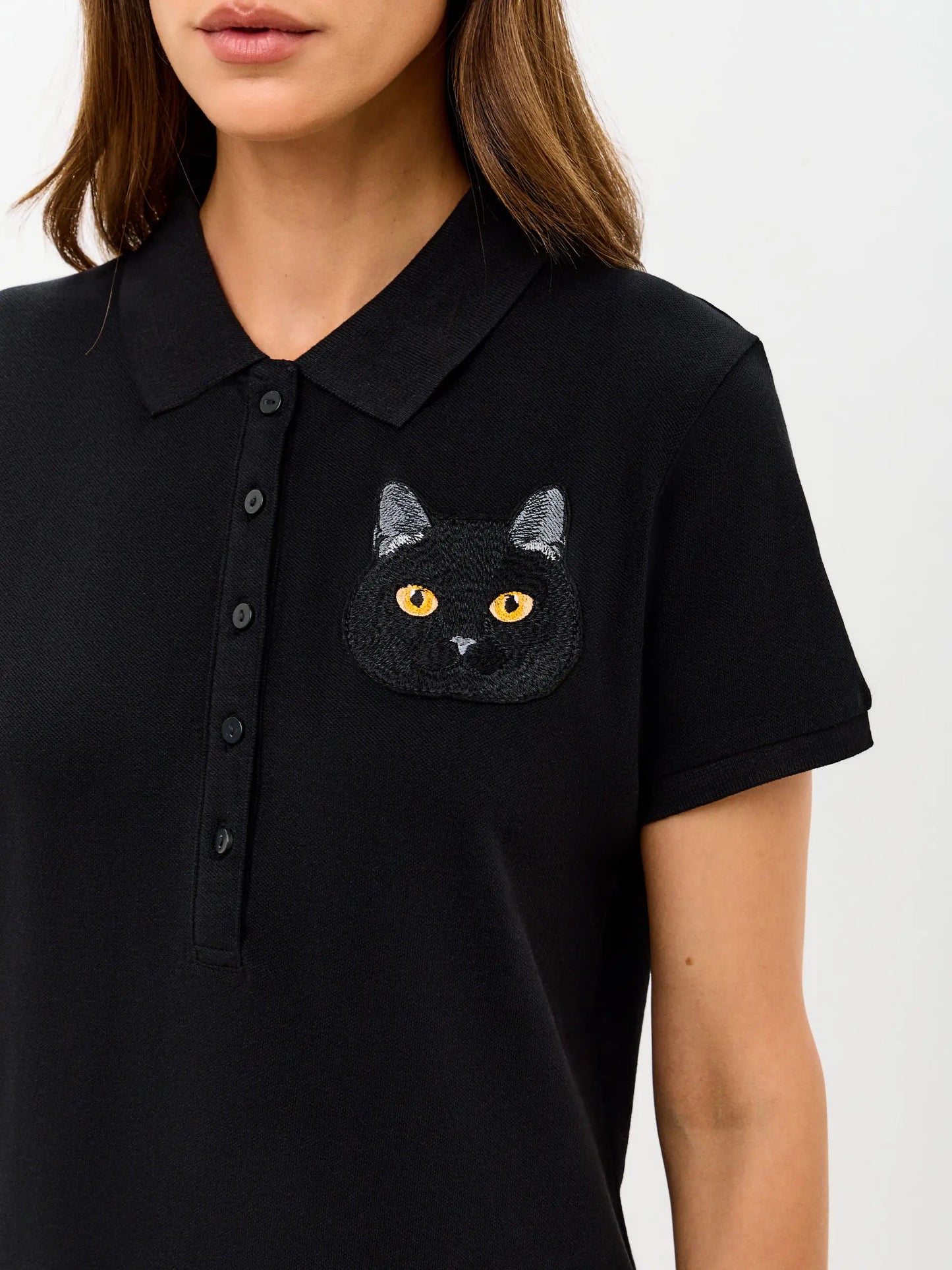 White polo t-shirt cat - Funny Cat Polo t-shirt & dress | For Cat Lovers | CAT by maniita