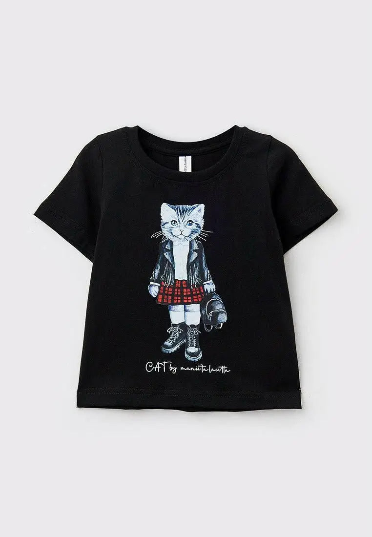 Black Printed T-shirt KITTY - Funny Cat T-shirt | For Cat Lovers | CAT by maniita lacitta
