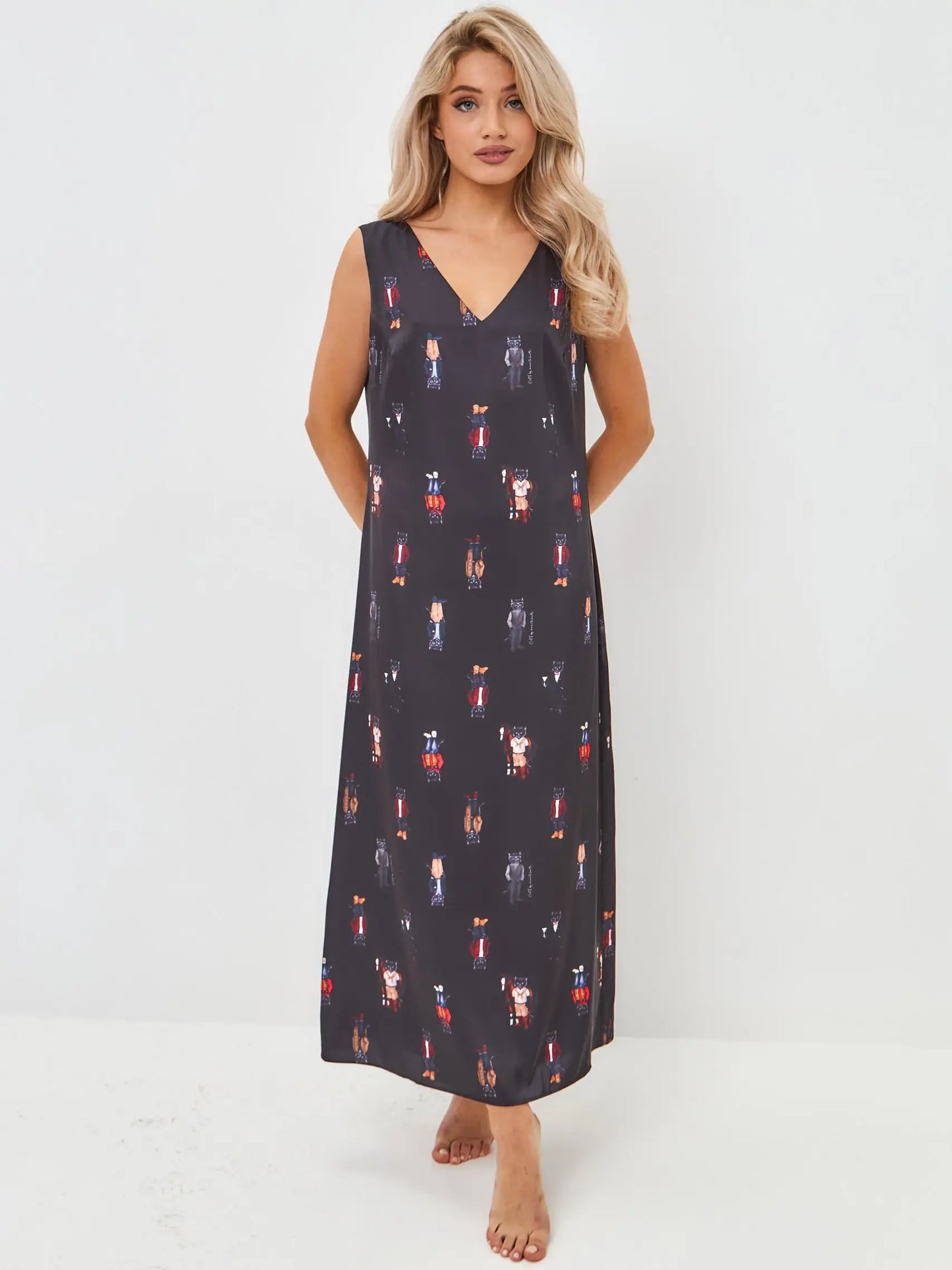 Black silk loungewear - Funny Cat Loungewear | For Cat Lovers | CAT by maniita lacitta