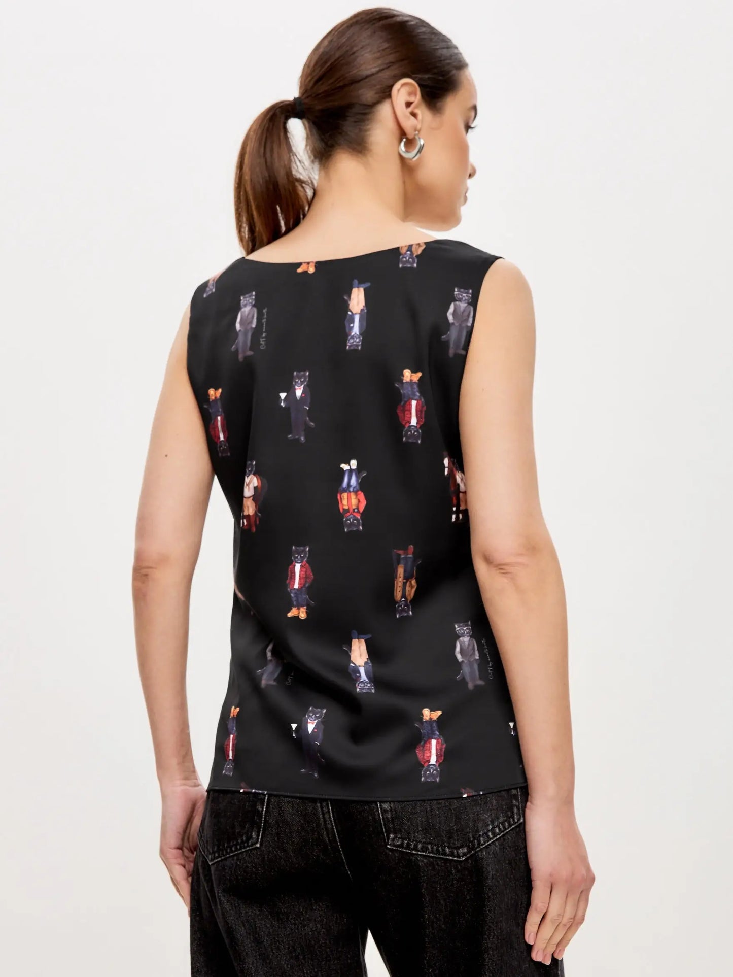 Black silk top cat - Funny Cat Silk top | For Cat Lovers | CAT by maniita lacitta