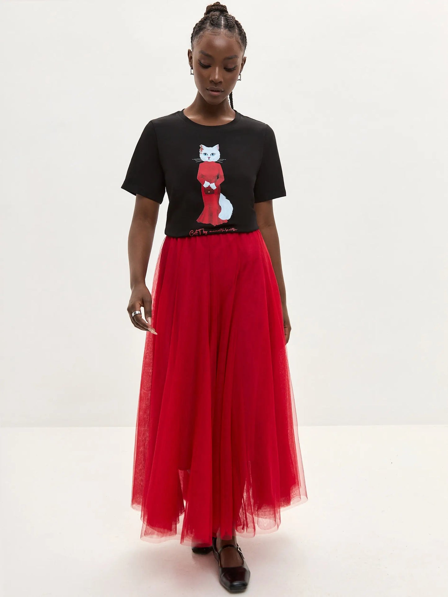 Black t-shirt cat in red - Funny Cat T-shirt | For Cat Lovers | CAT by maniita lacitta