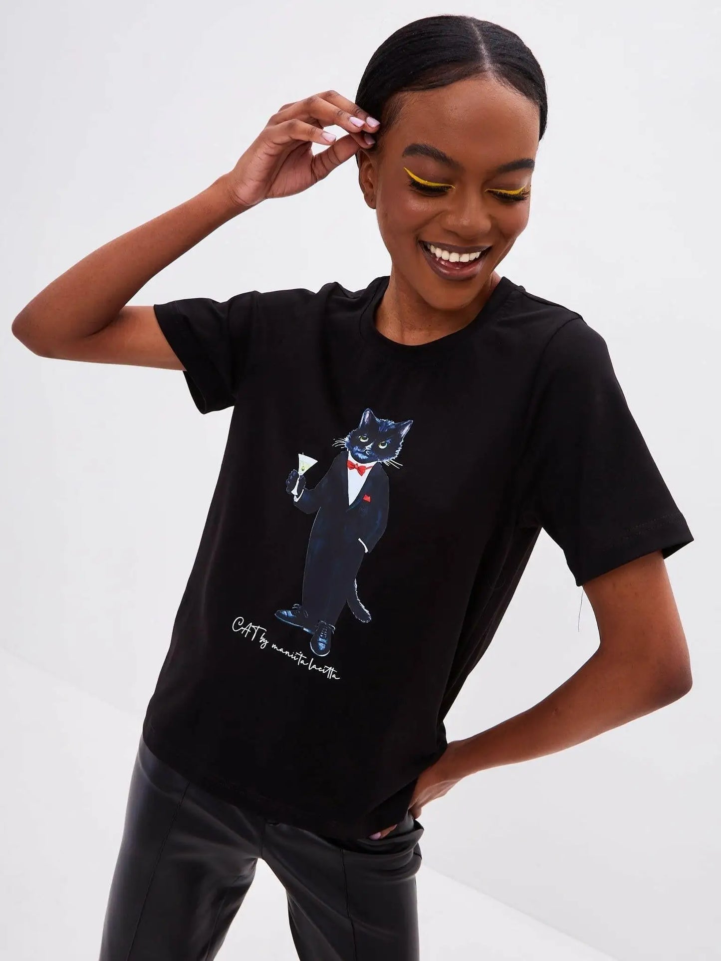 Black t-shirt dandy cat - Funny Cat T-shirt | For Cat Lovers | CAT by maniita lacitta