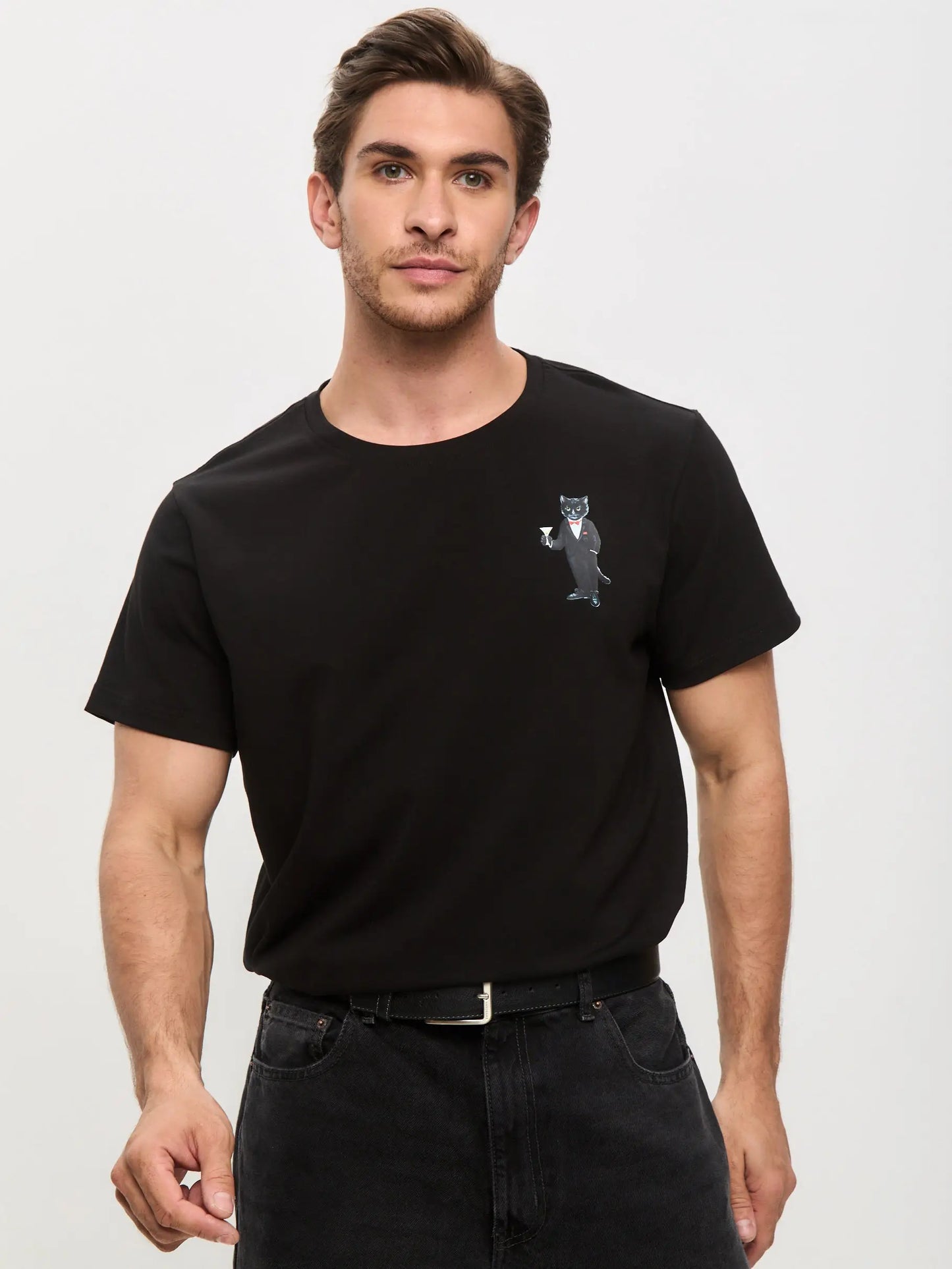 Black t-shirt dandy cat - Funny Cat T-shirt | For Cat Lovers | CAT by maniita lacitta
