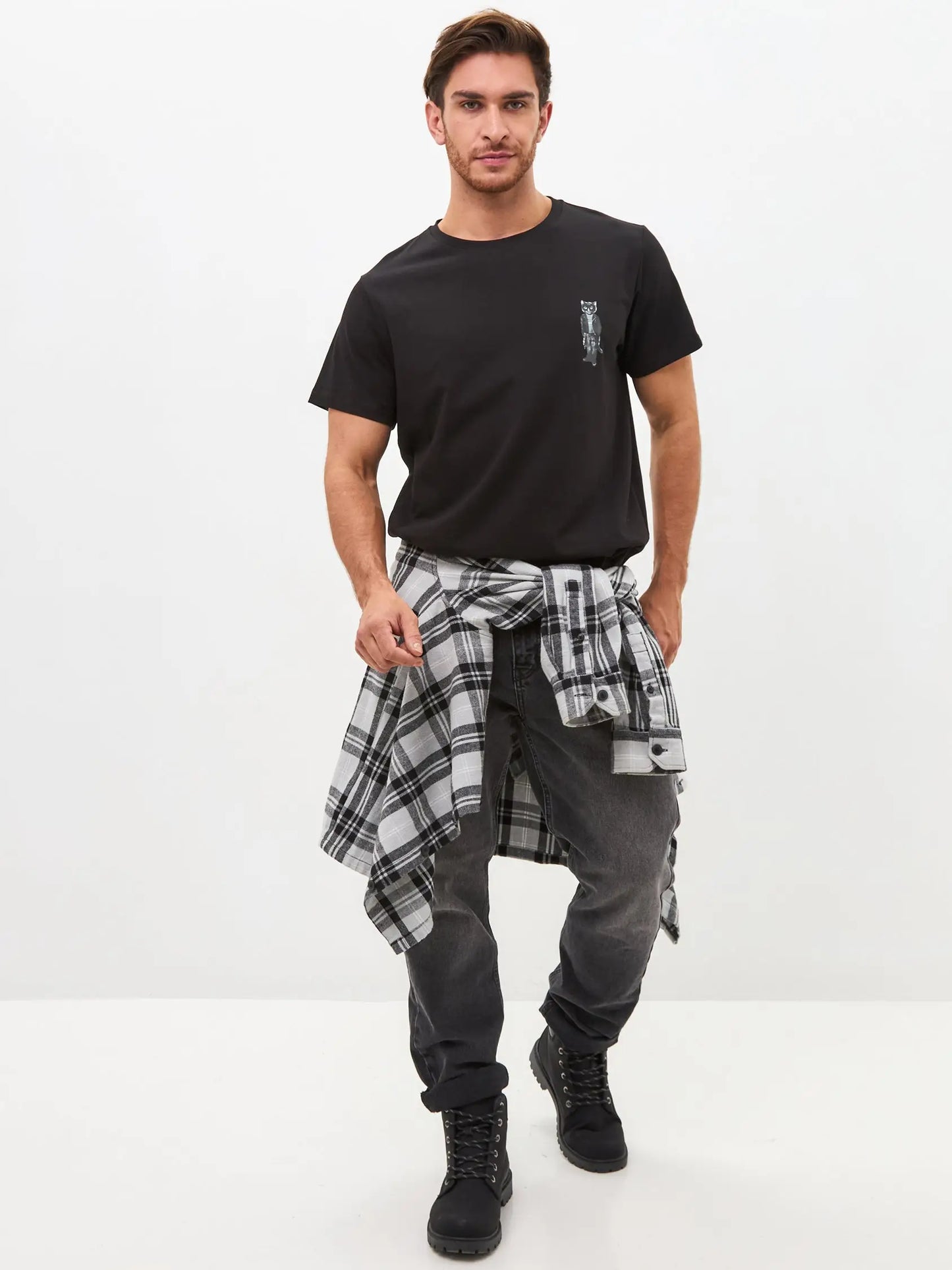 Black Printed T-shirt ROCKER CAT - T-shirt