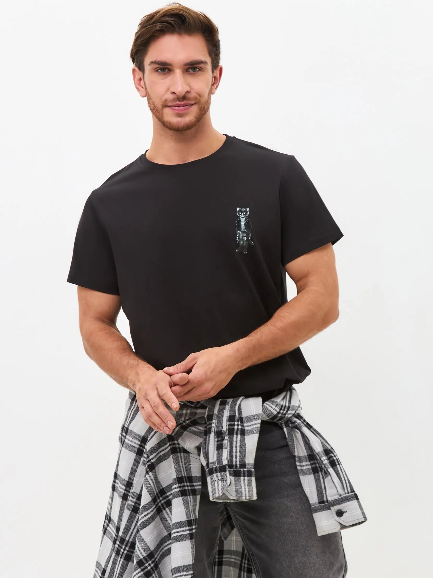 Black Printed T-shirt ROCKER CAT - T-shirt