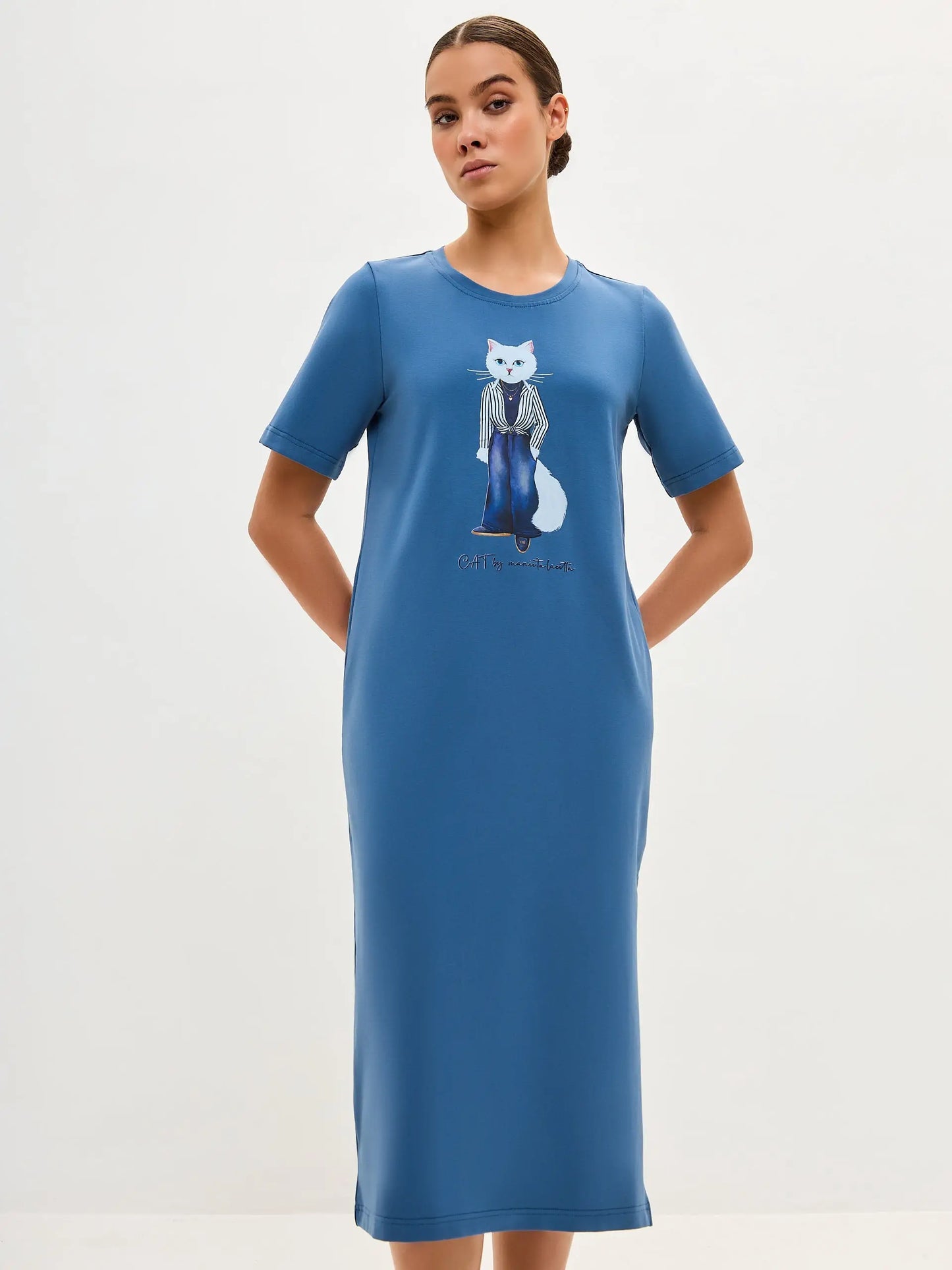 Blue dress country white cat - Funny Cat Dress | For Cat Lovers | CAT by maniita lacitta