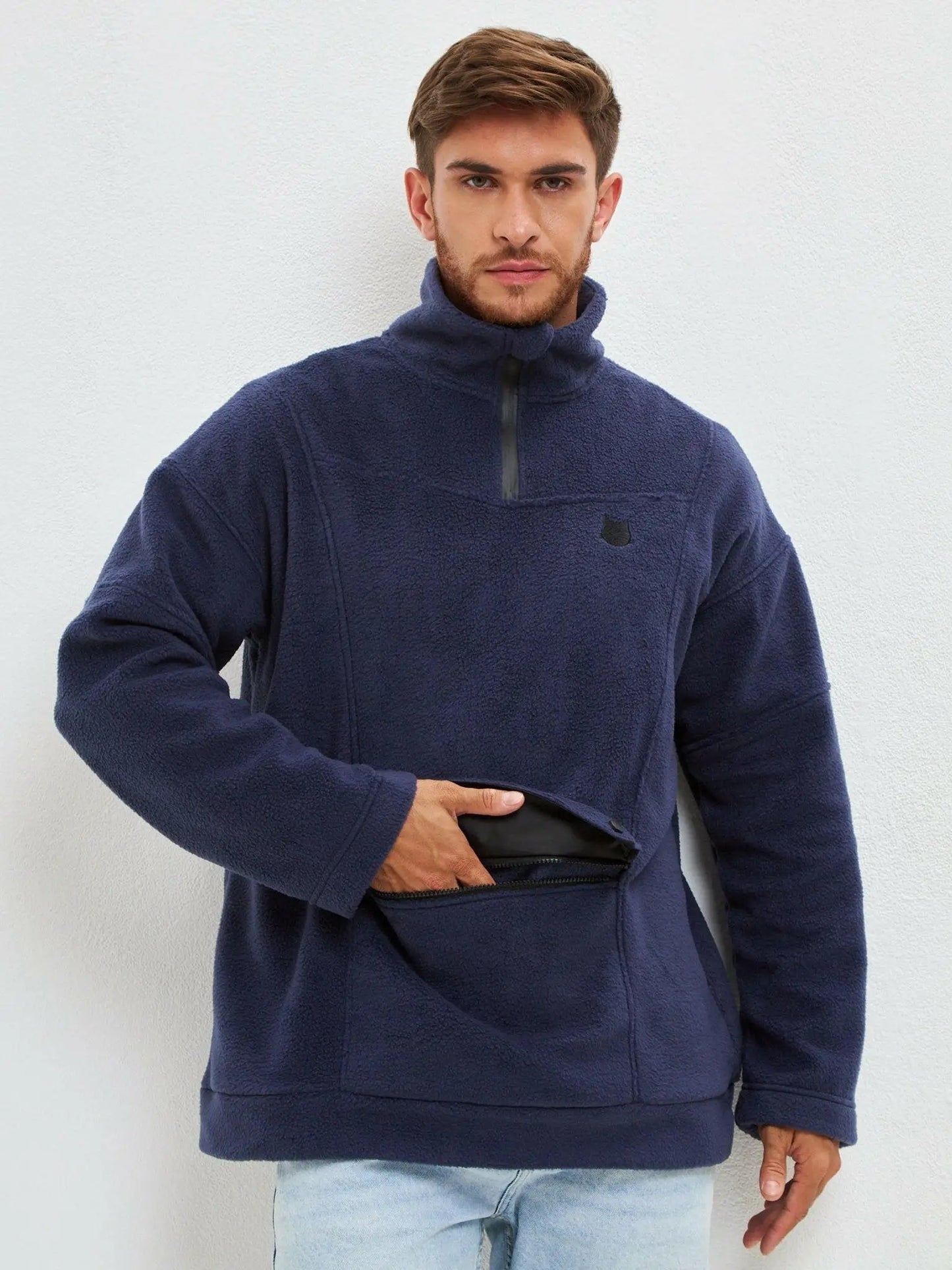 Blue fleece sweatshirt catfleesm - Funny Cat Fleece (recycled) | For Cat Lovers | CAT by maniita lacitta