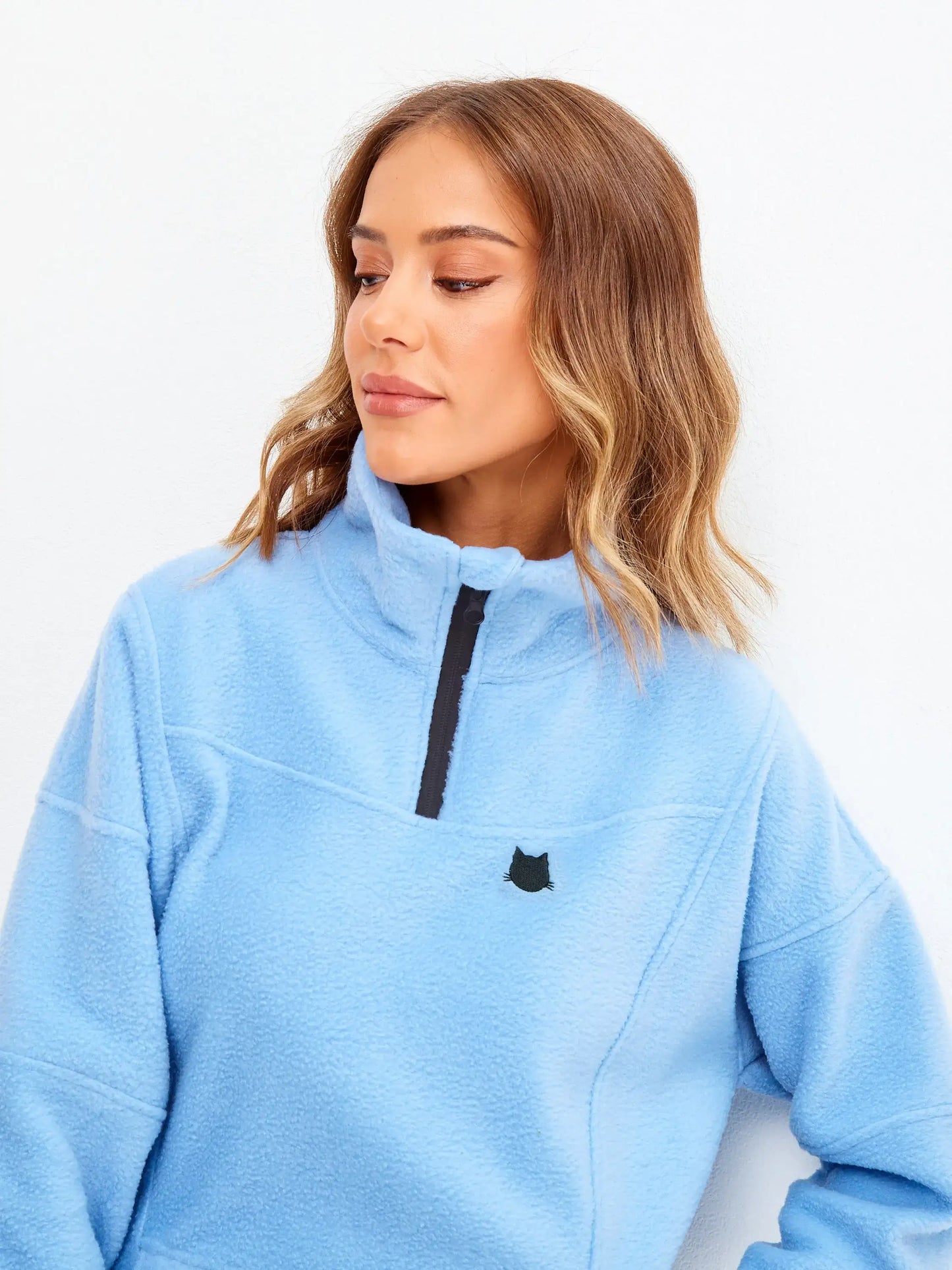 Blue fleece sweatshirt - Funny Cat Fleece (recycled) | For Cat Lovers | CAT by maniita lacitta