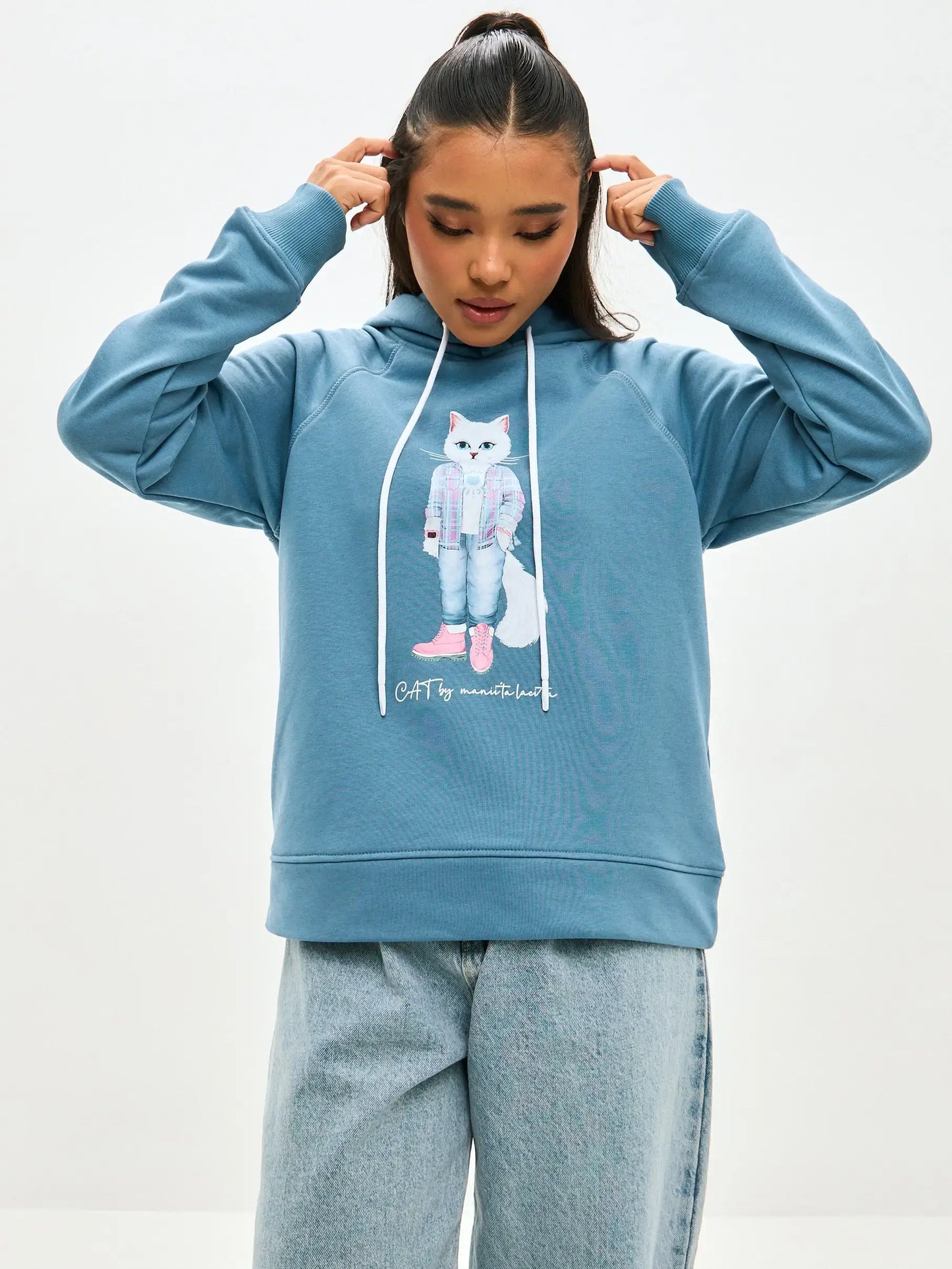 Blue hoodie white country cat - Funny Cat Hoodie & sweatshirt | For Cat Lovers | CAT by maniita