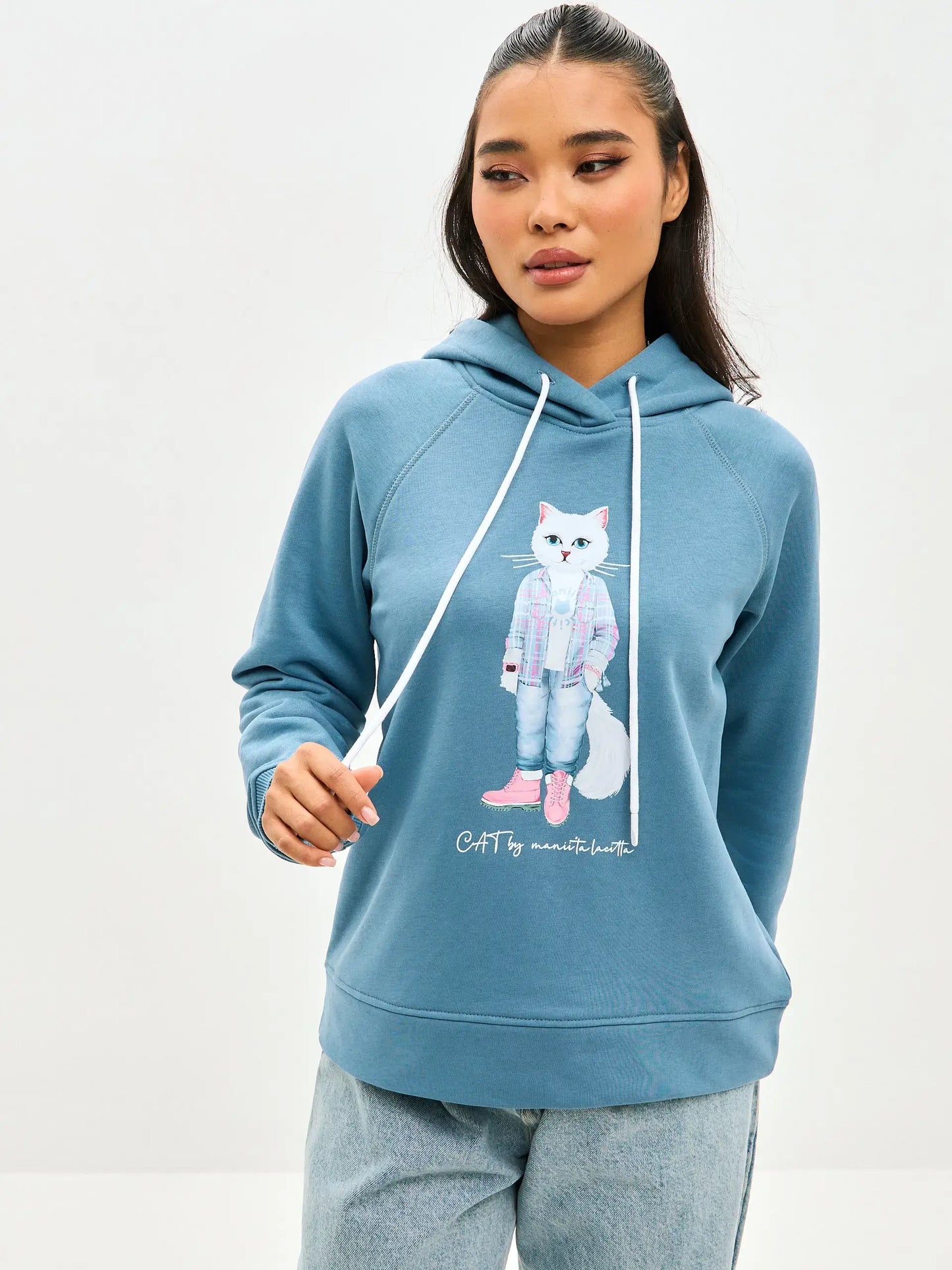 Blue hoodie white country cat - Funny Cat Hoodie & sweatshirt | For Cat Lovers | CAT by maniita