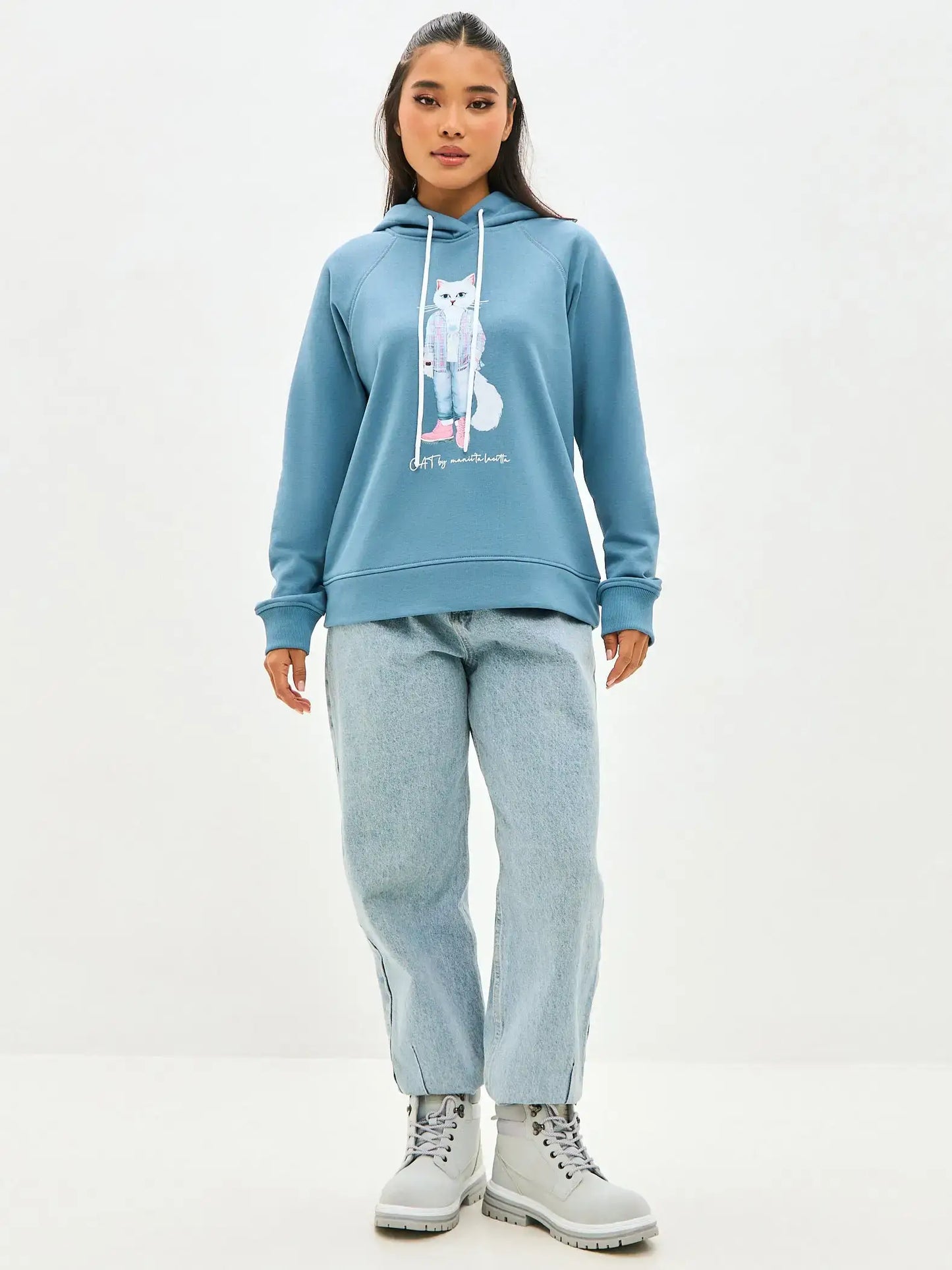 Blue hoodie white country cat - Funny Cat Hoodie & sweatshirt | For Cat Lovers | CAT by maniita
