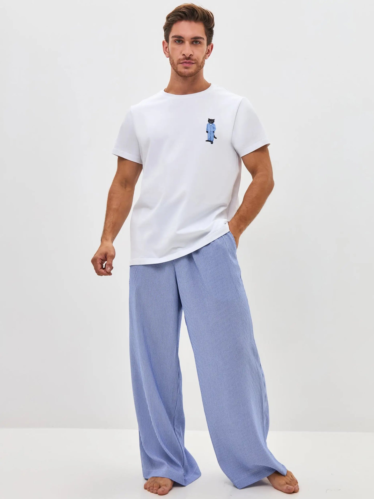 Blue pajamas catsleepm - Funny Cat Loungewear | For Cat Lovers | CAT by maniita lacitta