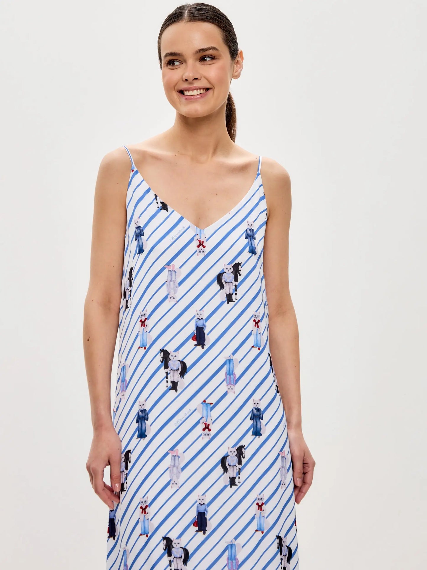Blue silk loungewear - Funny Cat Loungewear | For Cat Lovers | CAT by maniita lacitta