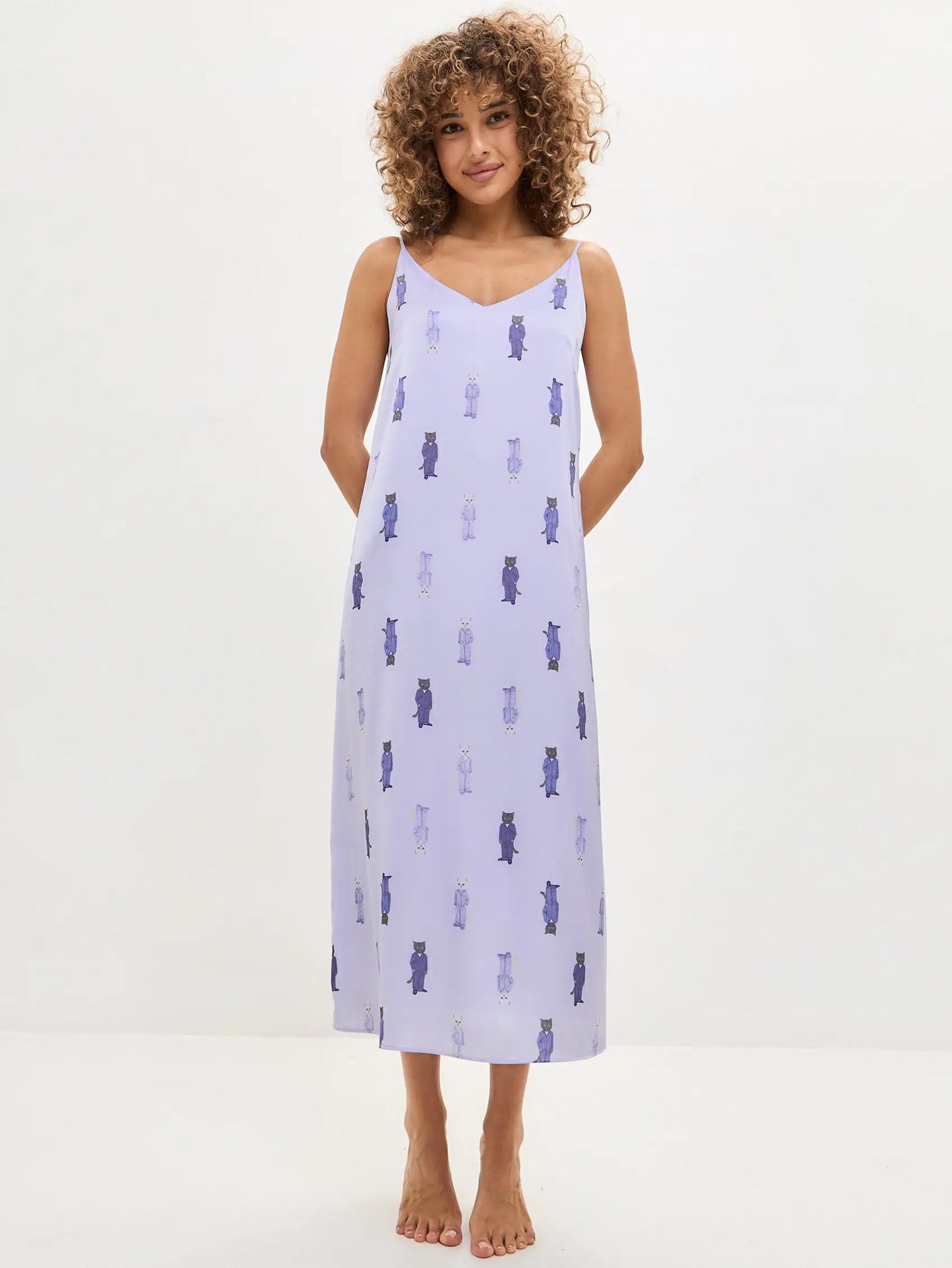 Blue silk loungewear - Funny Cat Loungewear | For Cat Lovers | CAT by maniita lacitta