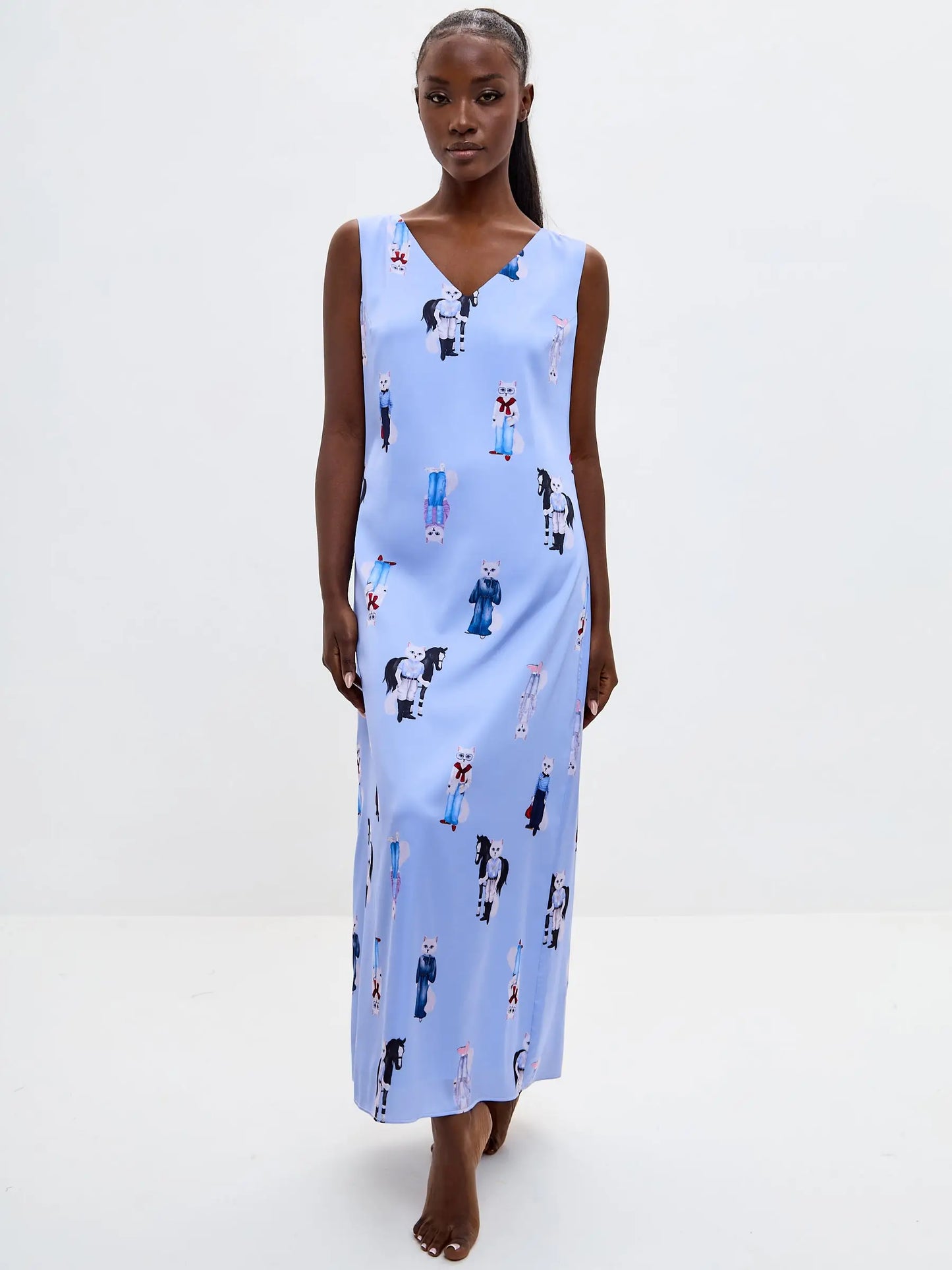 Blue silk loungewear - Funny Cat Loungewear | For Cat Lovers | CAT by maniita lacitta