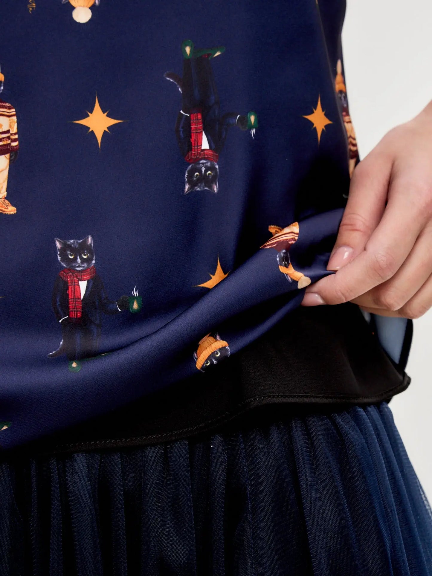 Blue silk top cat - Funny Cat Silk top | For Cat Lovers | CAT by maniita lacitta