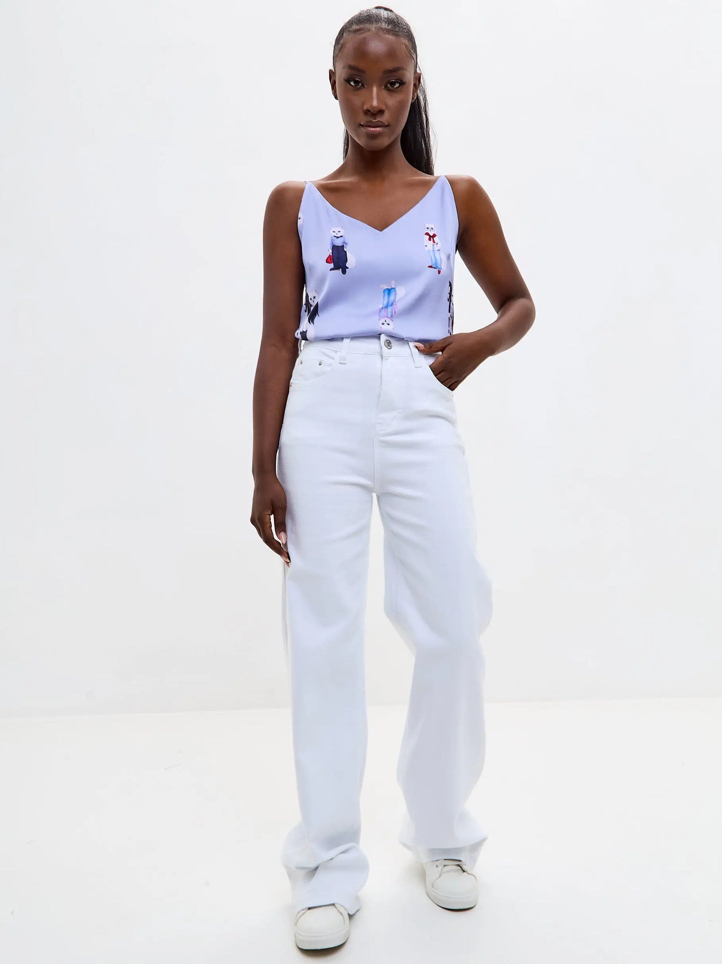 Blue silk top cat - Funny Cat Silk top | For Cat Lovers | CAT by maniita lacitta