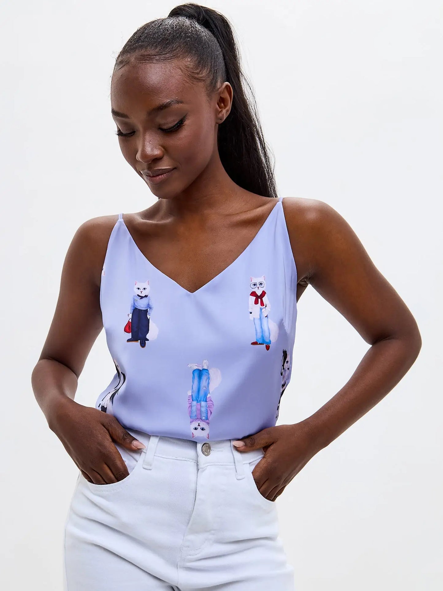 Blue silk top cat - Funny Cat Silk top | For Cat Lovers | CAT by maniita lacitta