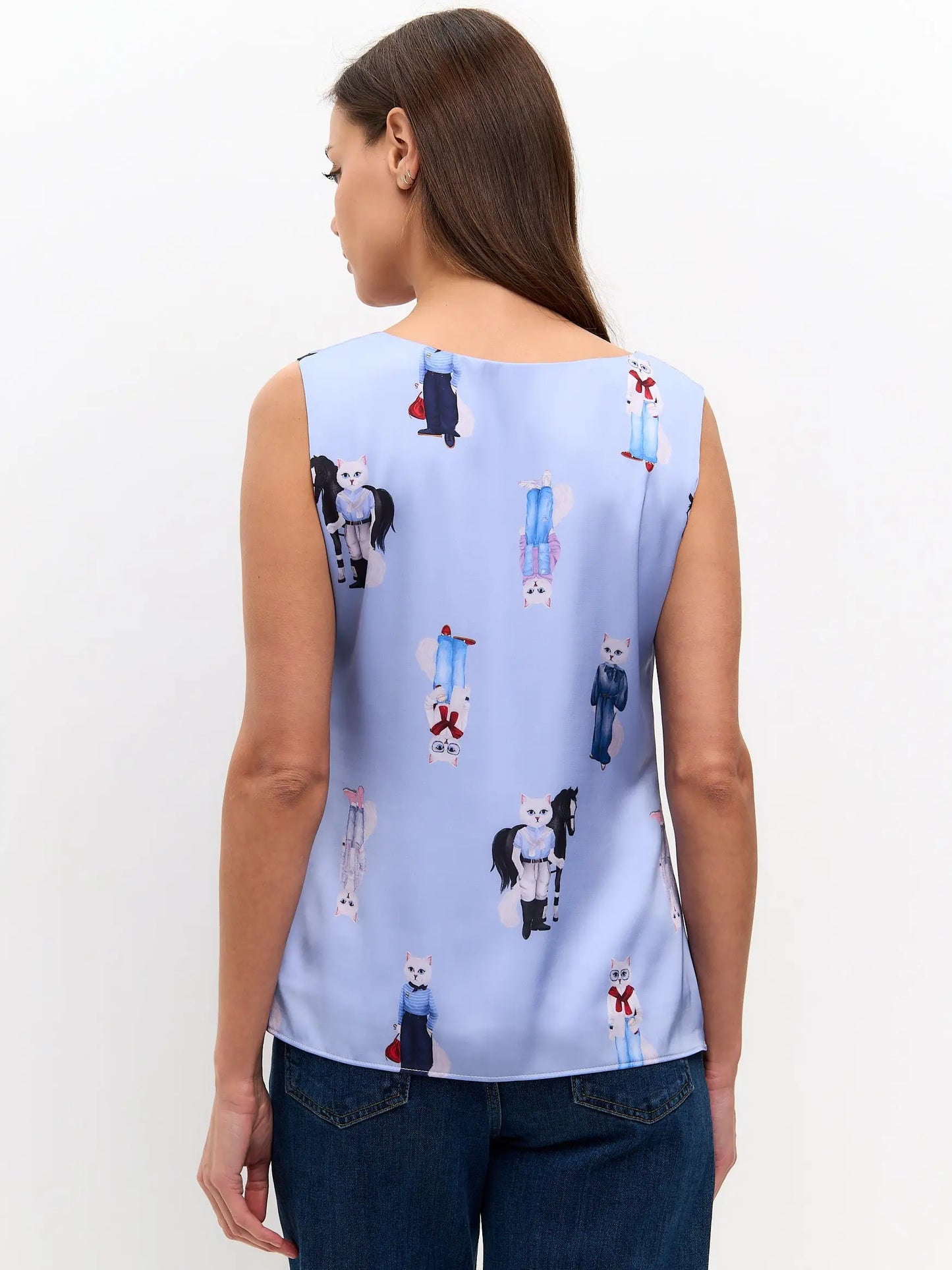 Blue silk top cat - Funny Cat Silk top | For Cat Lovers | CAT by maniita lacitta