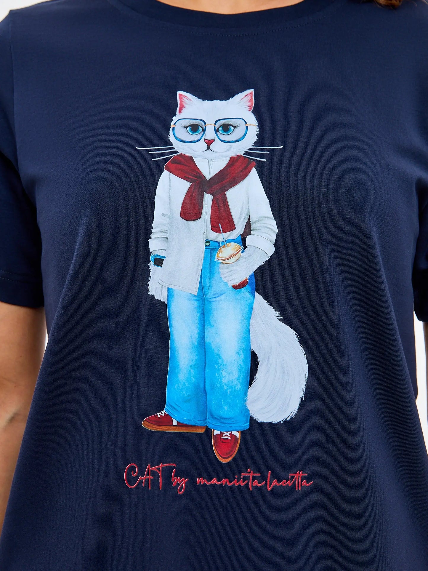 Blue t-shirt coffee cat - Funny Cat T-shirt | For Cat Lovers | CAT by maniita lacitta