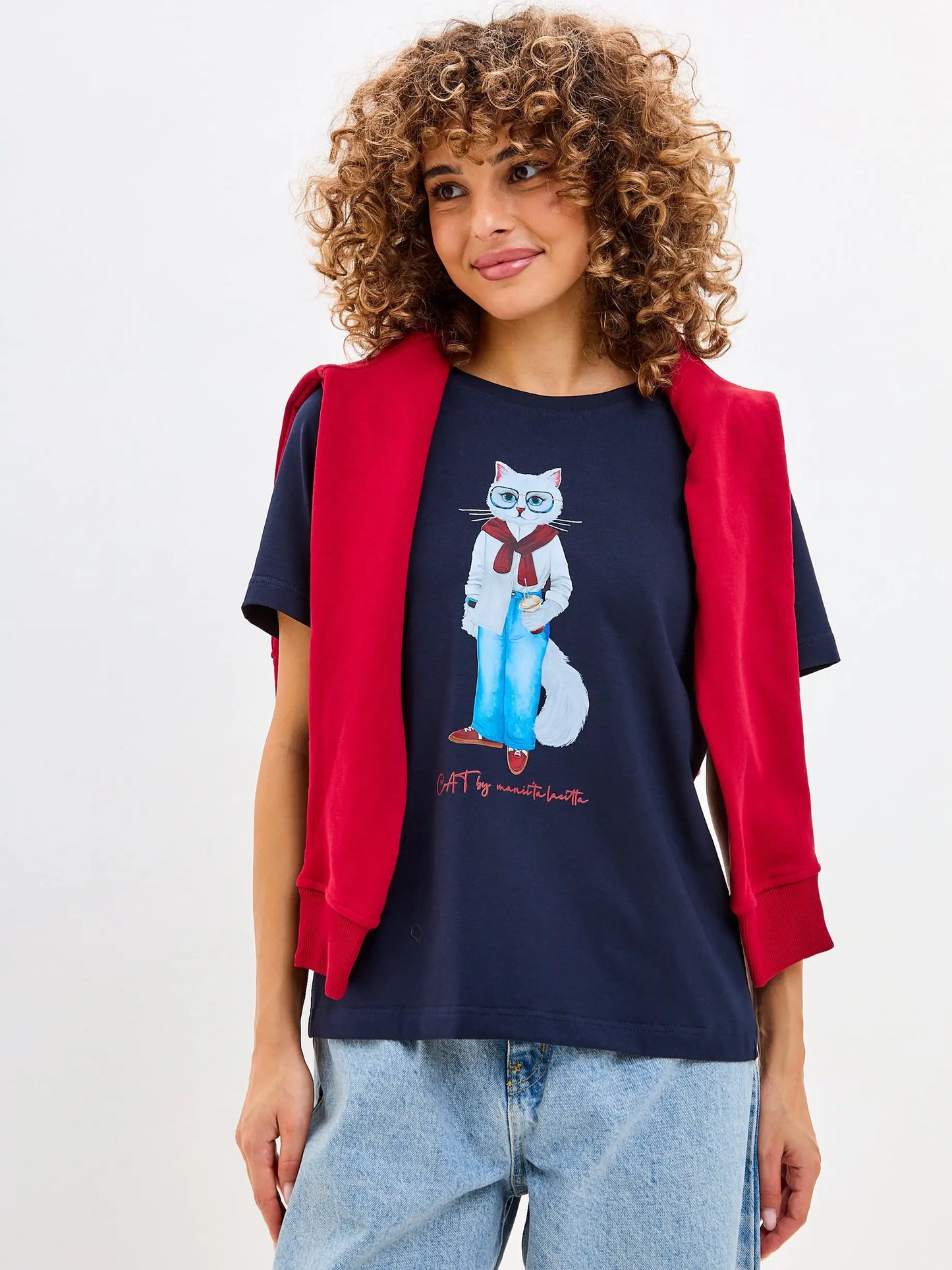 Blue t-shirt coffee cat - Funny Cat T-shirt | For Cat Lovers | CAT by maniita lacitta