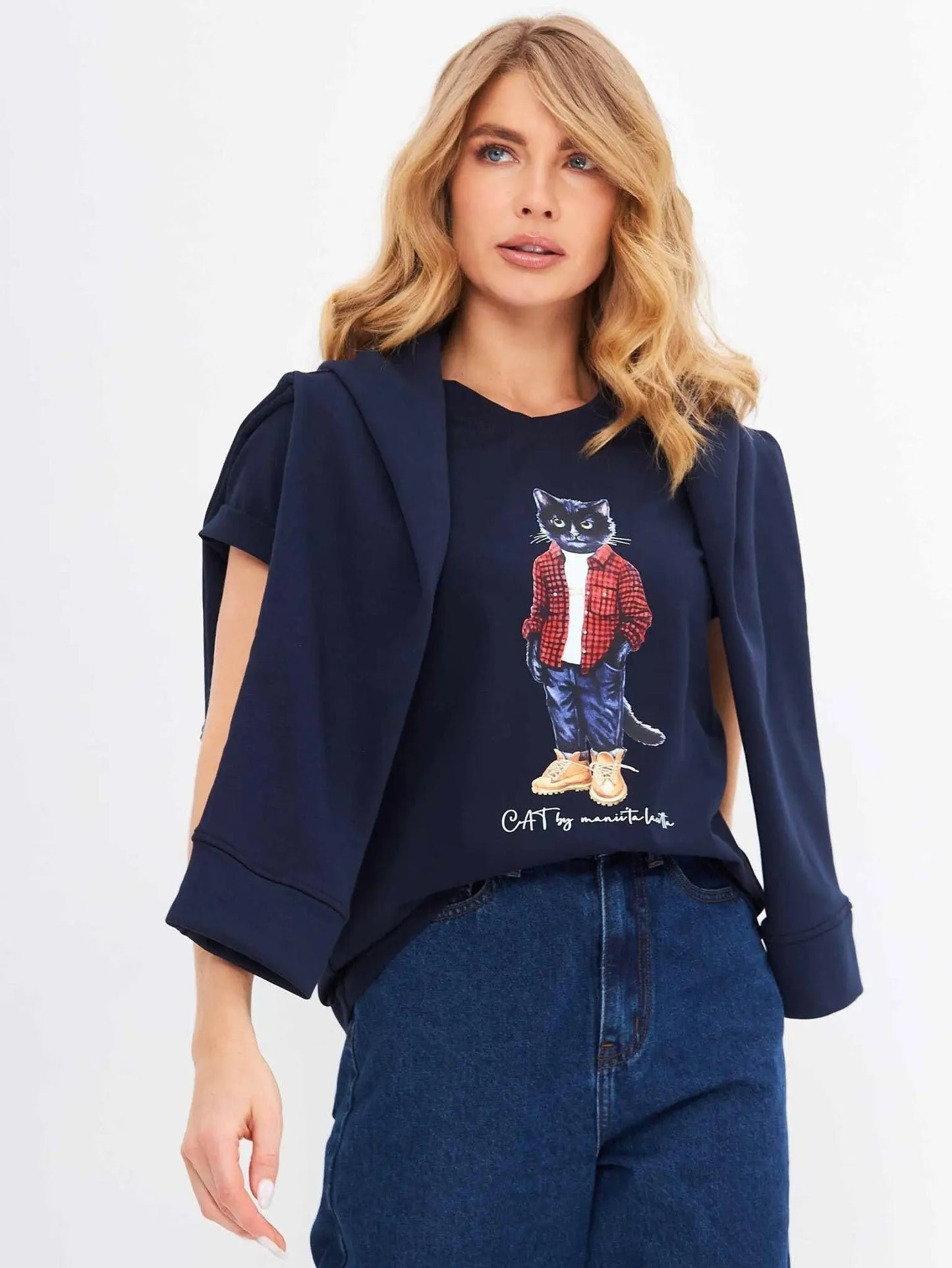 Blue t-shirt country cat - Funny Cat T-shirt | For Cat Lovers | CAT by maniita lacitta