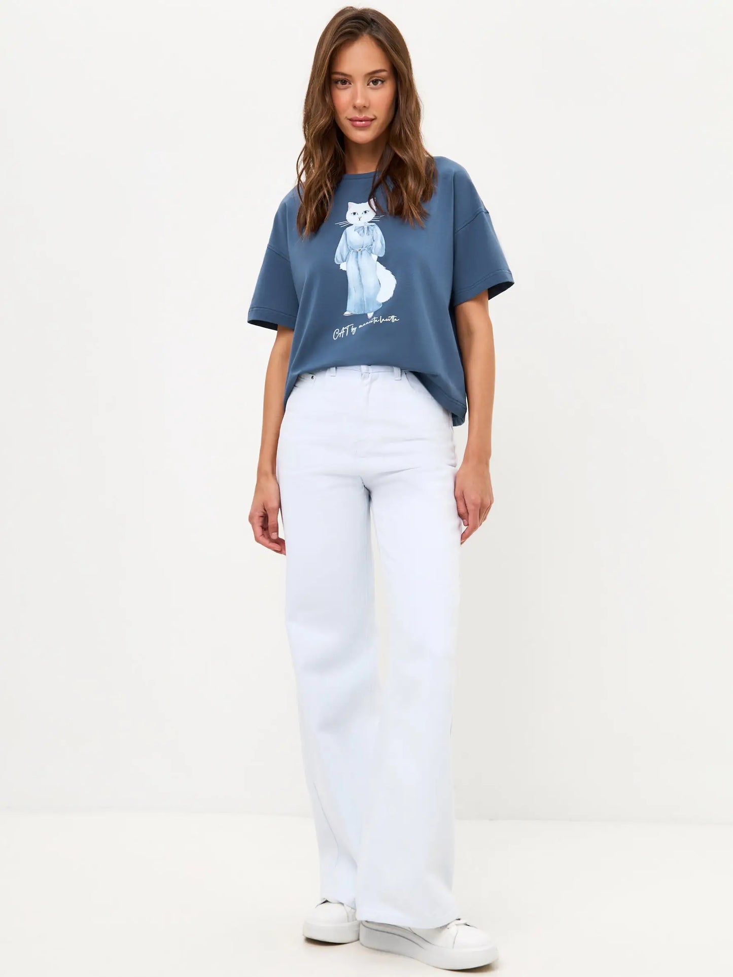 Blue t-shirt denim cat - Funny Cat T-shirt | For Cat Lovers | CAT by maniita lacitta
