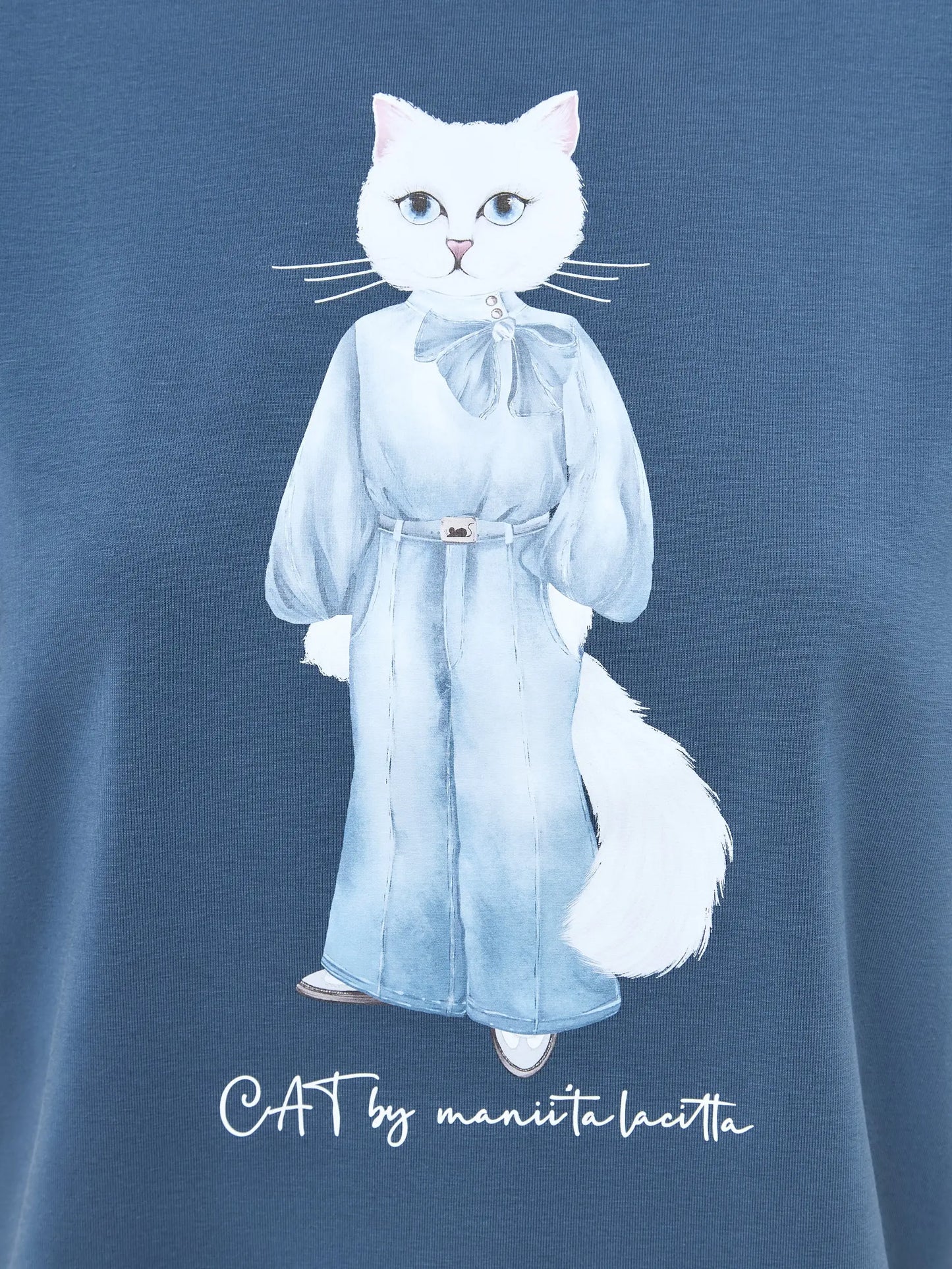 Blue t-shirt denim cat - Funny Cat T-shirt | For Cat Lovers | CAT by maniita lacitta