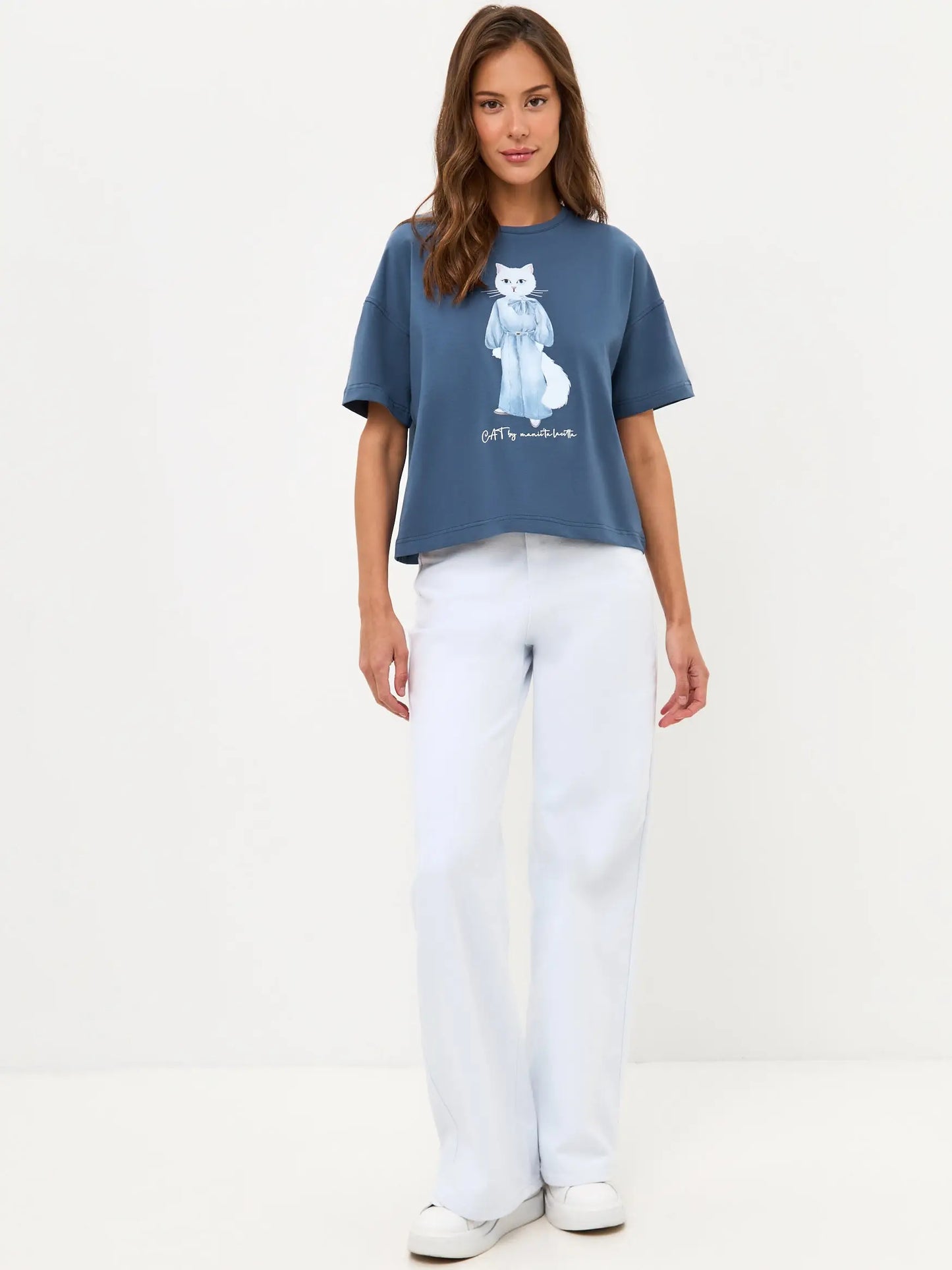 Blue t-shirt denim cat - Funny Cat T-shirt | For Cat Lovers | CAT by maniita lacitta