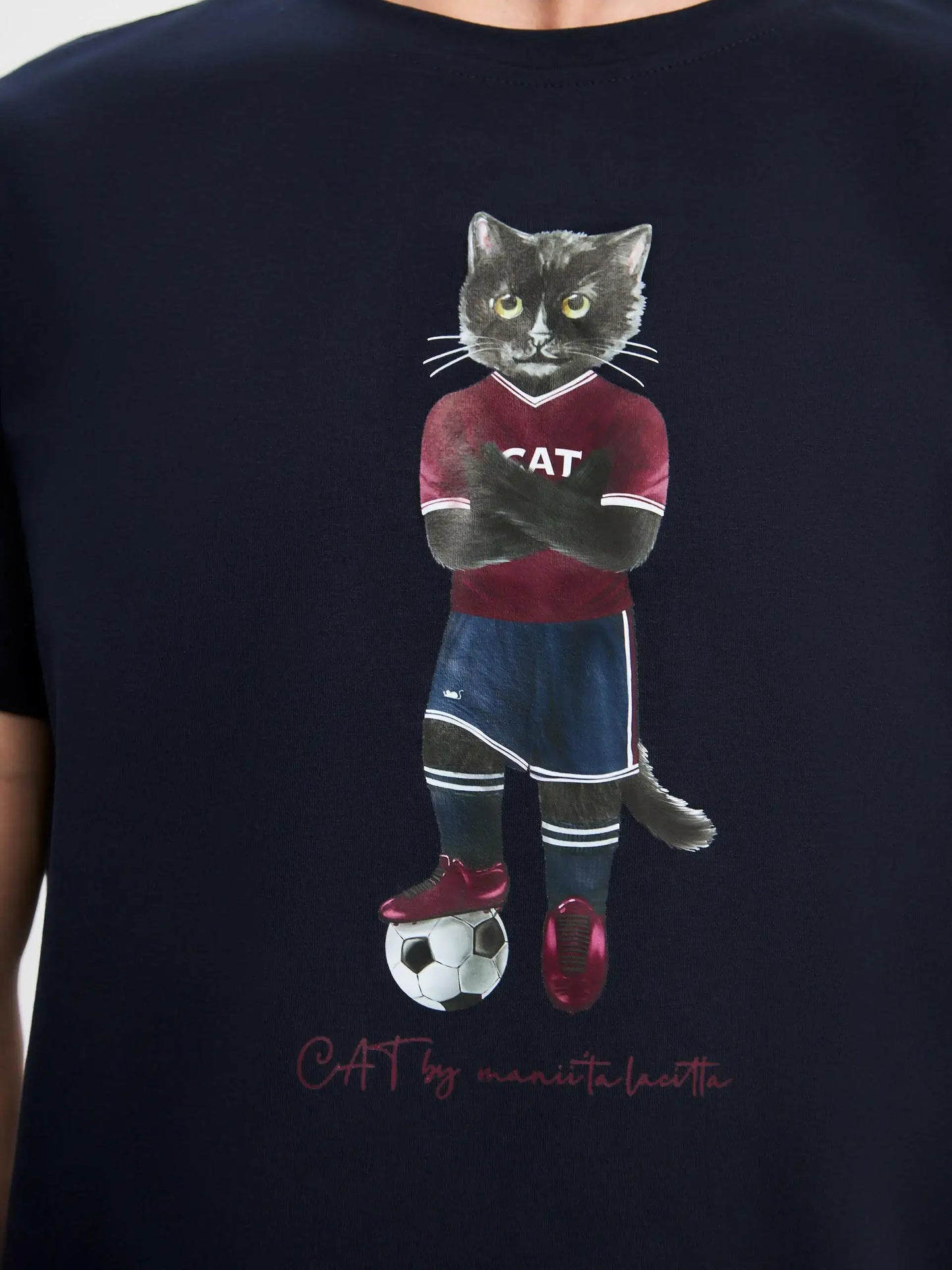 Blue t-shirt football cat - Funny Cat T-shirt | For Cat Lovers | CAT by maniita lacitta