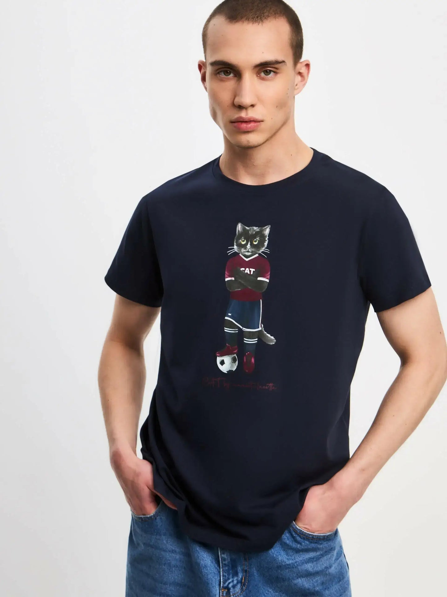 Blue t-shirt football cat - Funny Cat T-shirt | For Cat Lovers | CAT by maniita lacitta
