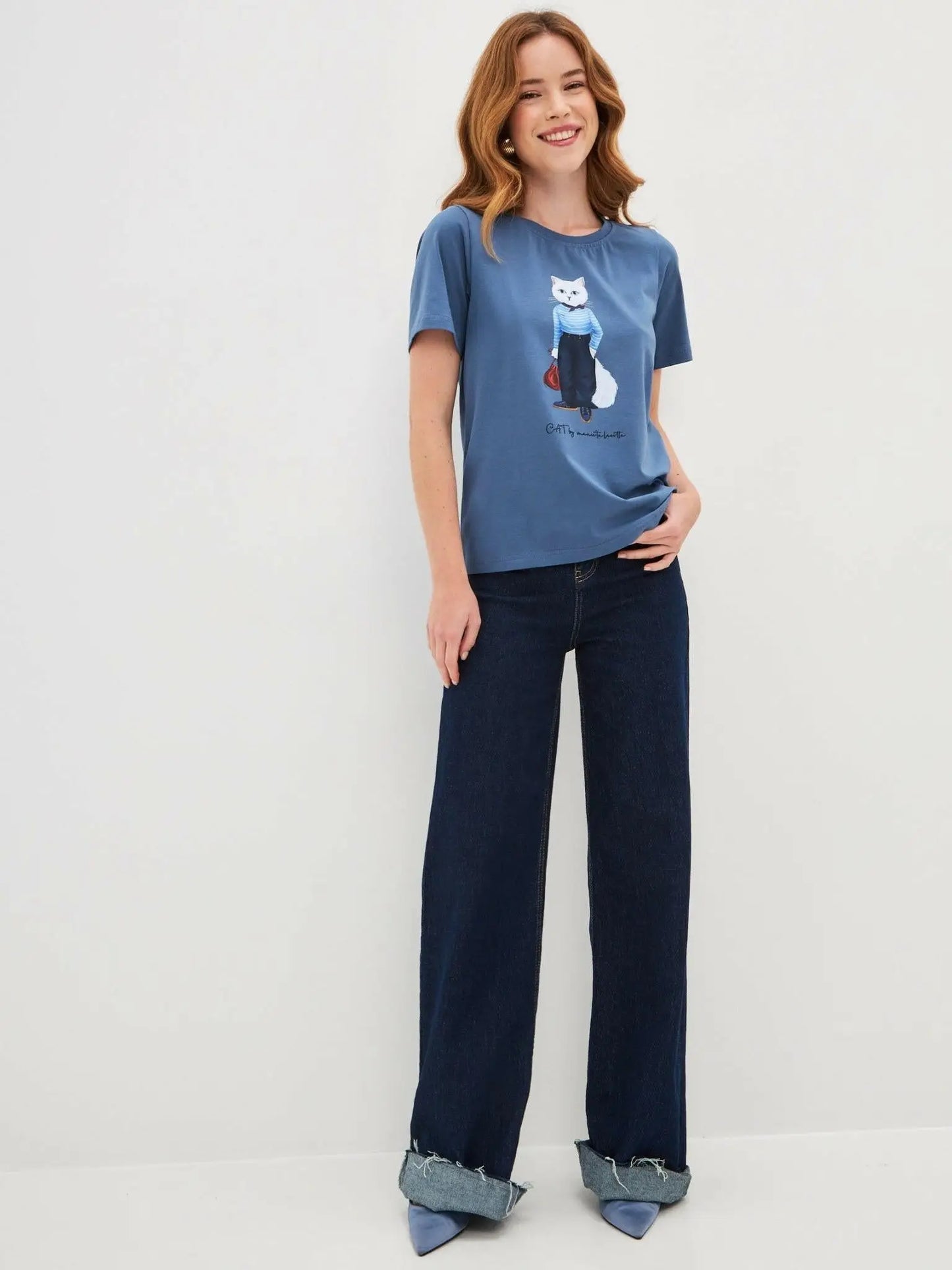 Blue t-shirt mariner cat - Funny Cat T-shirt | For Cat Lovers | CAT by maniita lacitta