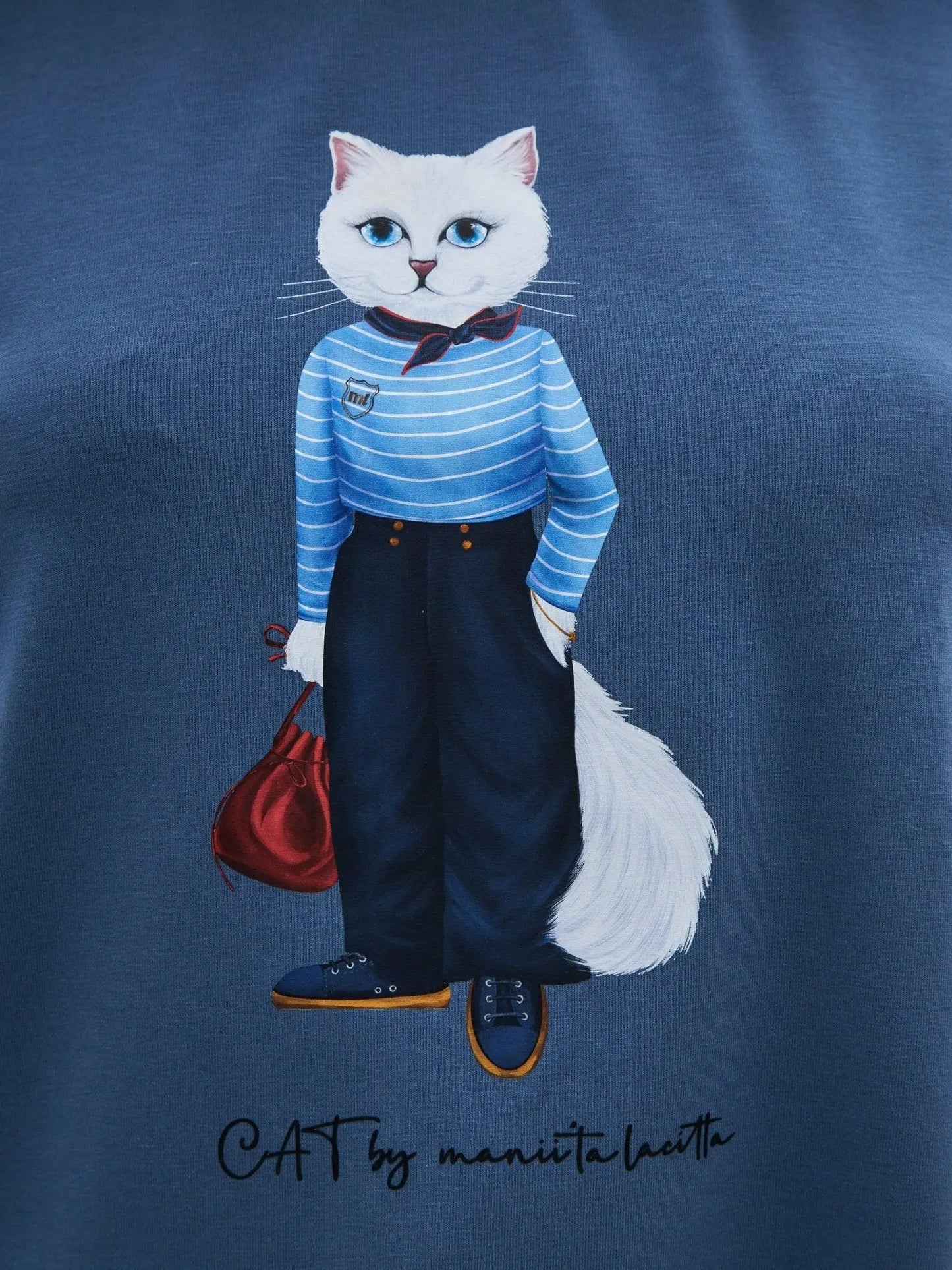 Blue t-shirt mariner cat - Funny Cat T-shirt | For Cat Lovers | CAT by maniita lacitta