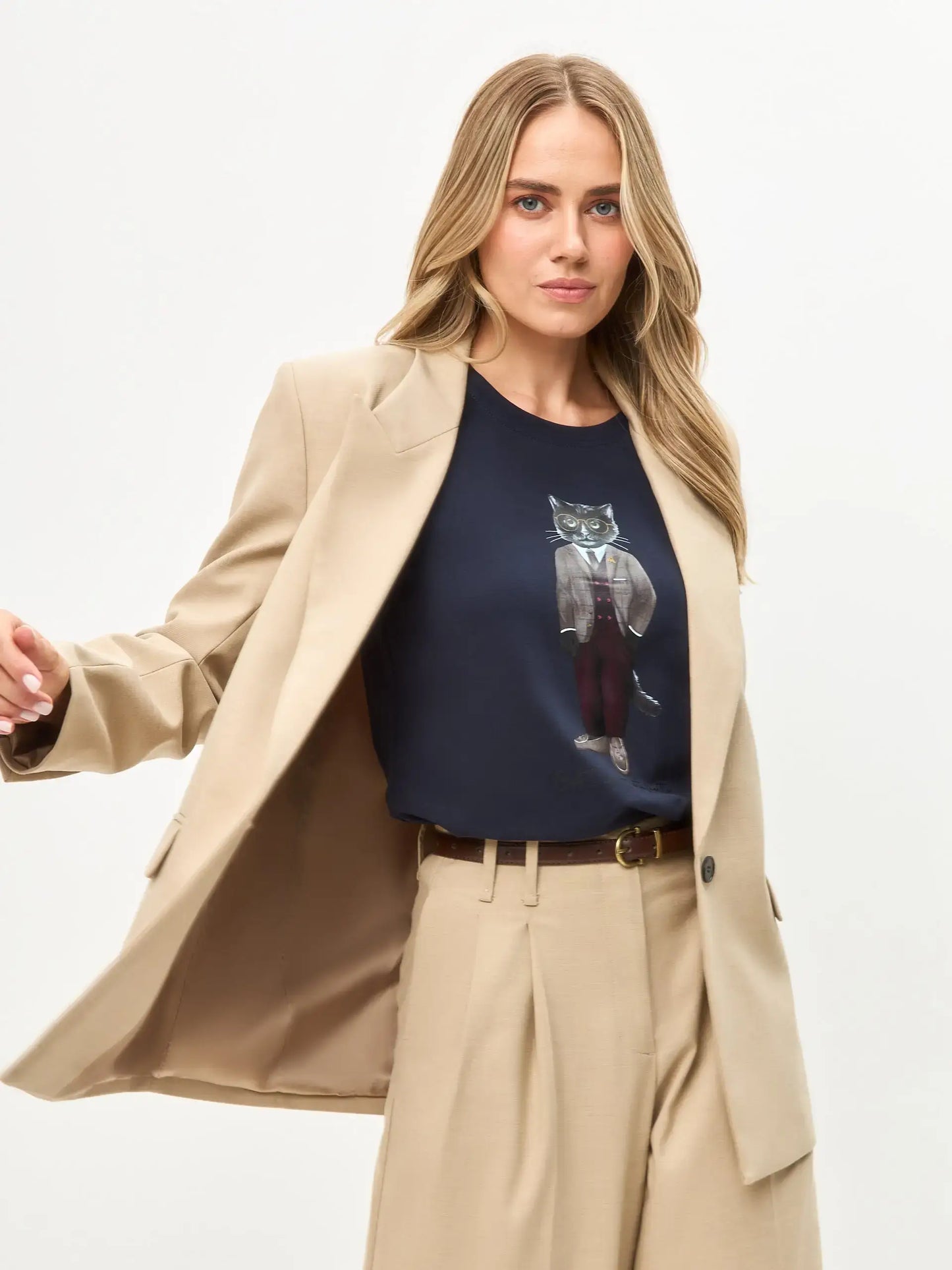 Blue Printed T-shirt PROFESSOR CAT - T-shirt