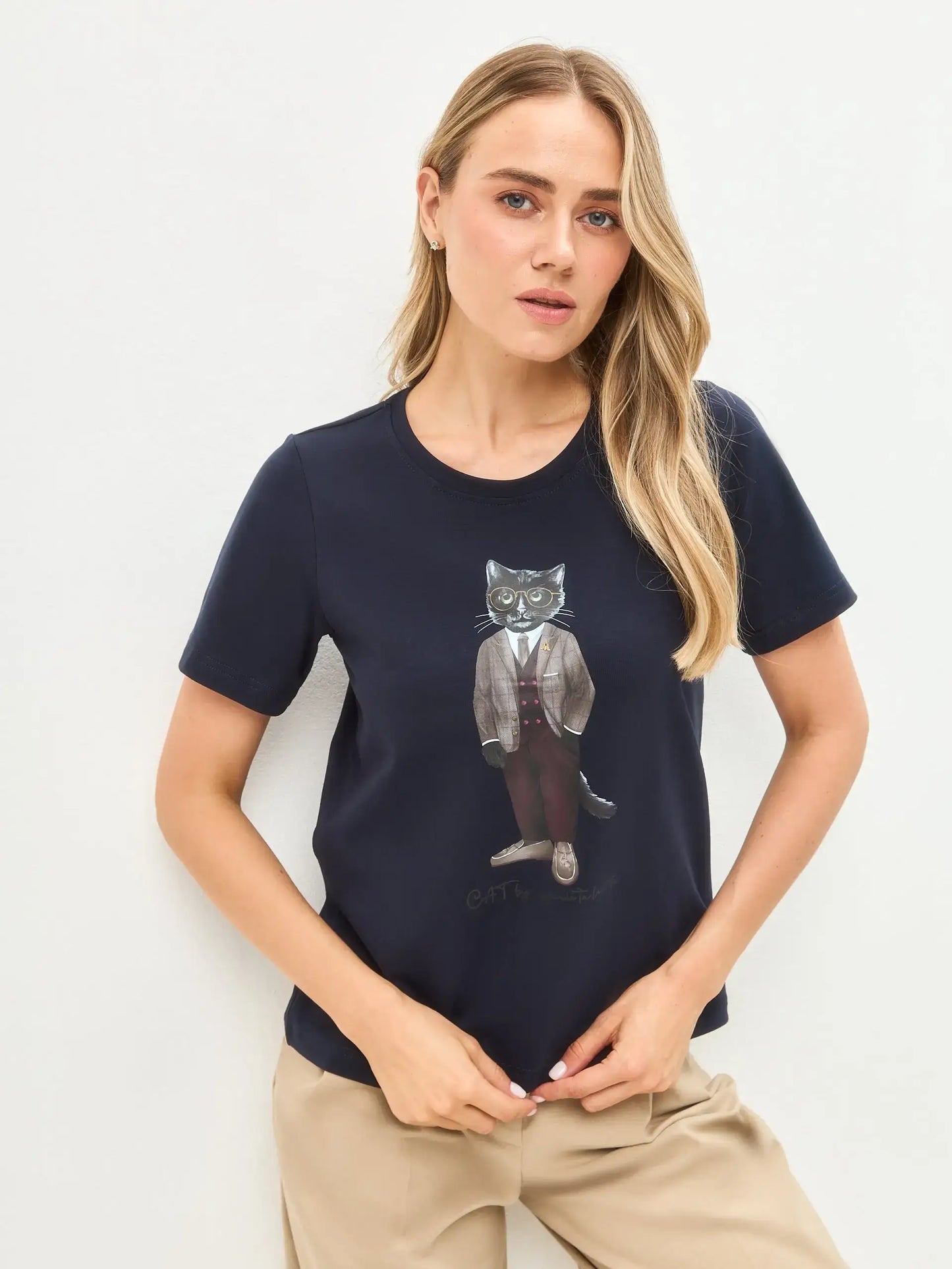 Blue Printed T-shirt PROFESSOR CAT - T-shirt