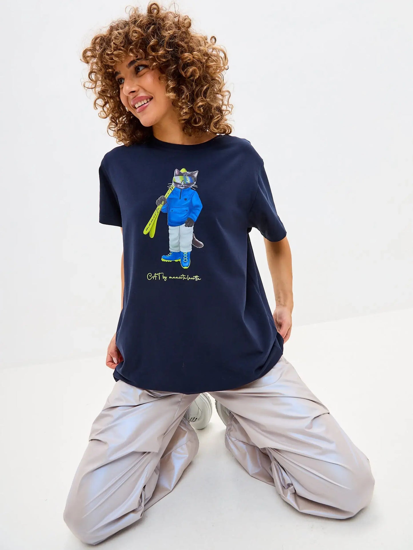 Blue t-shirt ski cat - Funny Cat T-shirt | For Cat Lovers | CAT by maniita lacitta