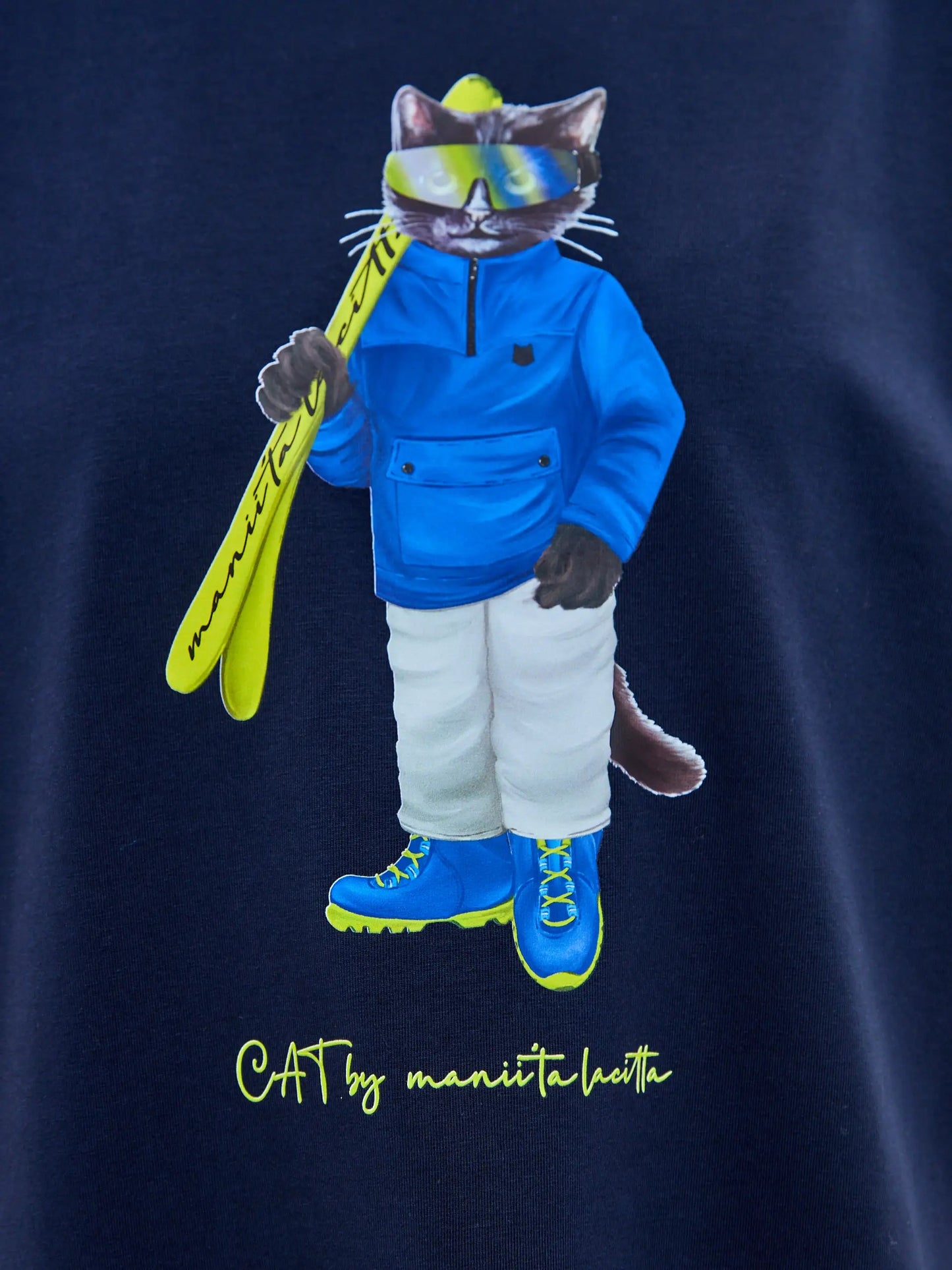 Blue t-shirt ski cat - Funny Cat T-shirt | For Cat Lovers | CAT by maniita lacitta