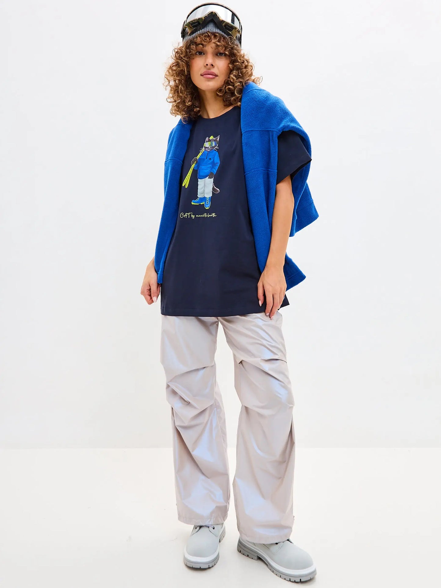 Blue t-shirt ski cat - Funny Cat T-shirt | For Cat Lovers | CAT by maniita lacitta