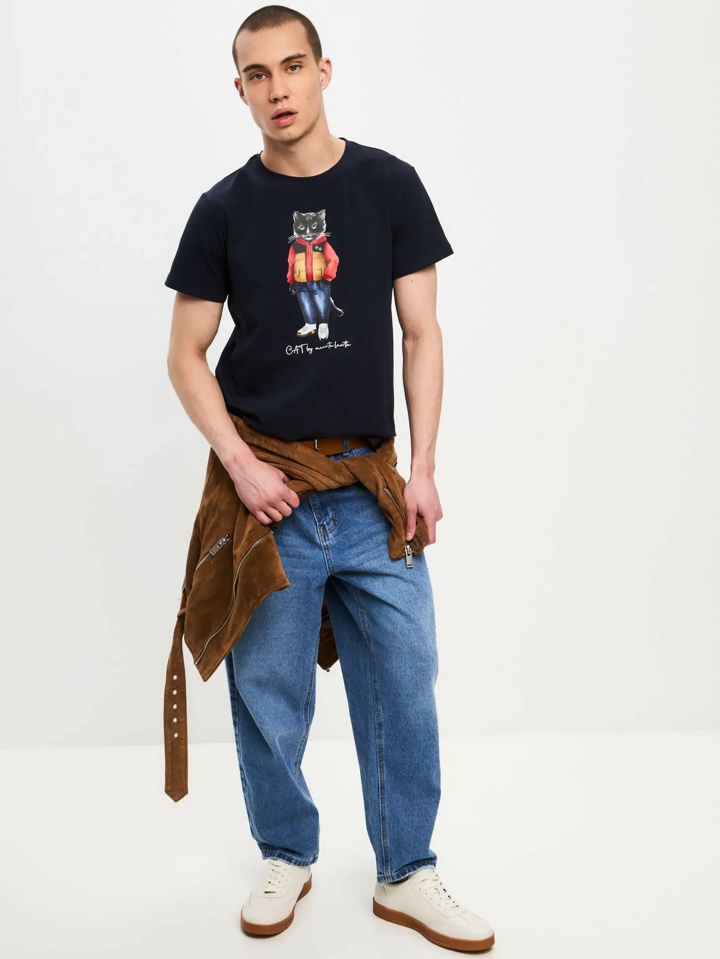 Blue t-shirt sport casual cat - Funny Cat T-shirt | For Cat Lovers | CAT by maniita lacitta