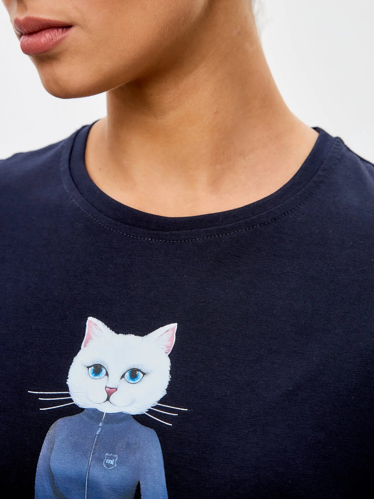 Blue t-shirt sport white cat - Funny Cat T-shirt | For Cat Lovers | CAT by maniita lacitta