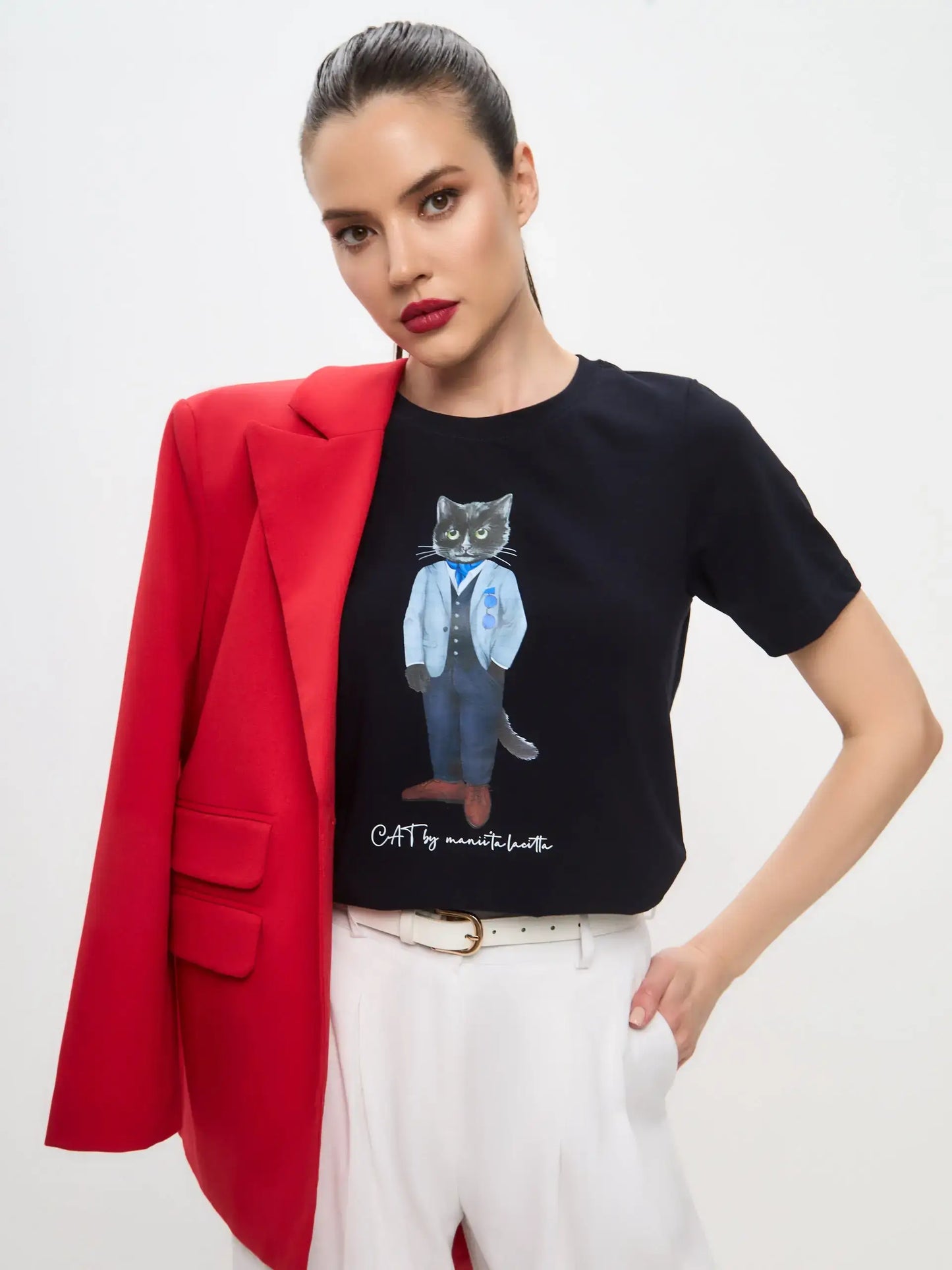 Blue t-shirt suit cat - Funny Cat T-shirt | For Cat Lovers | CAT by maniita lacitta