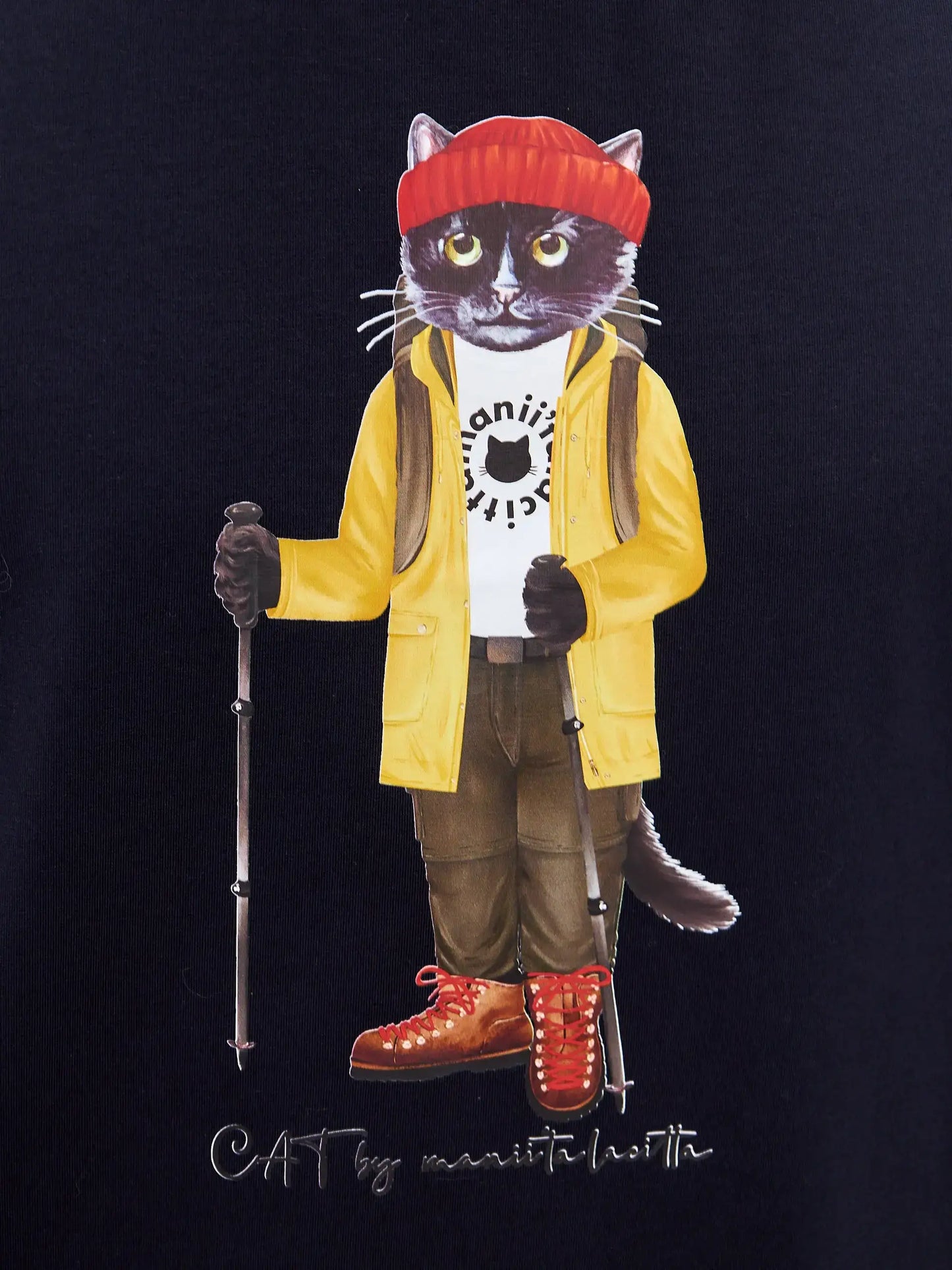 Blue t-shirt hiking cat - Funny Cat T-shirt | For Cat Lovers | CAT by maniita lacitta